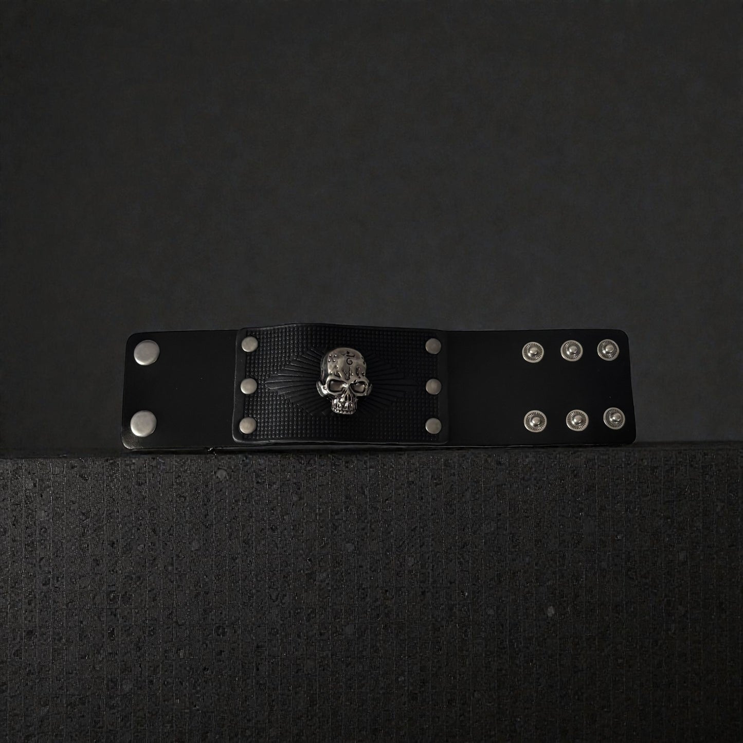 Black Vintage Skull Leather Men Bracelet