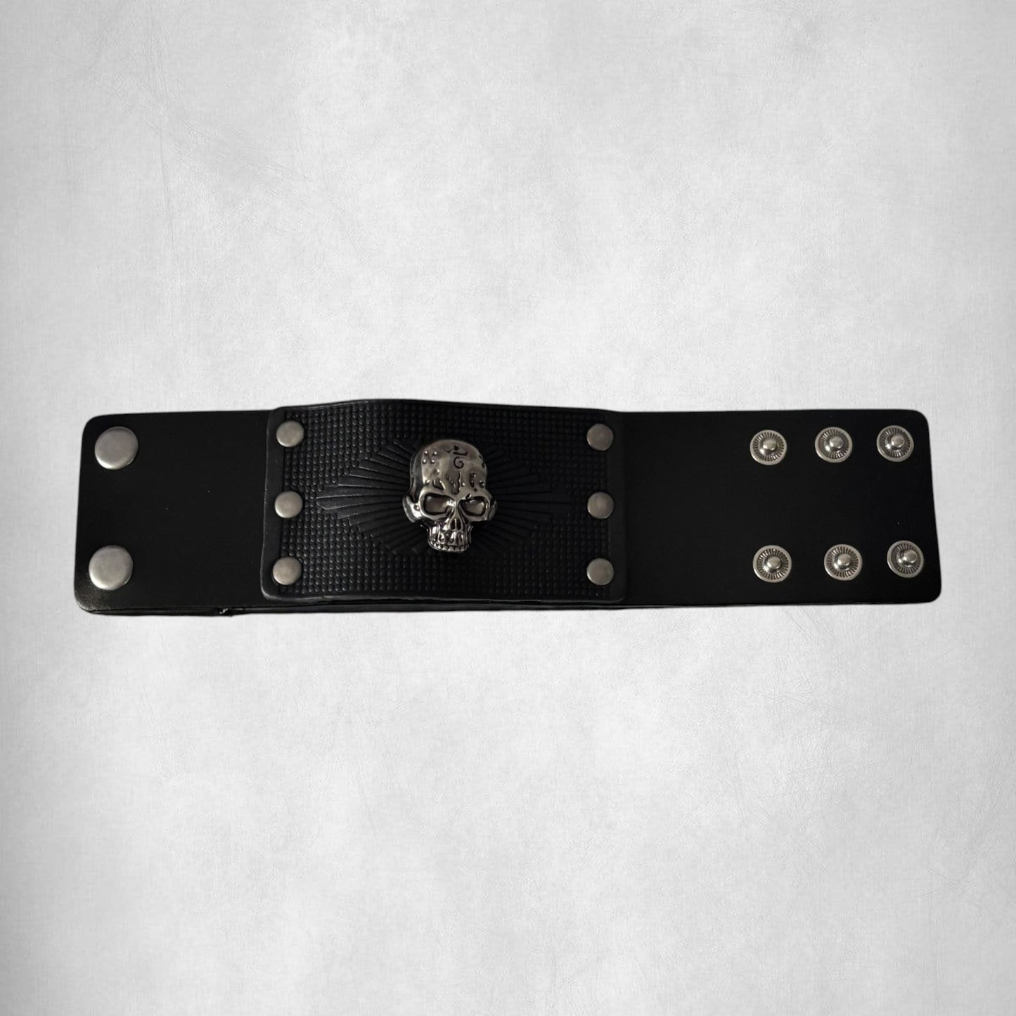 Black Vintage Skull Leather Men Bracelet