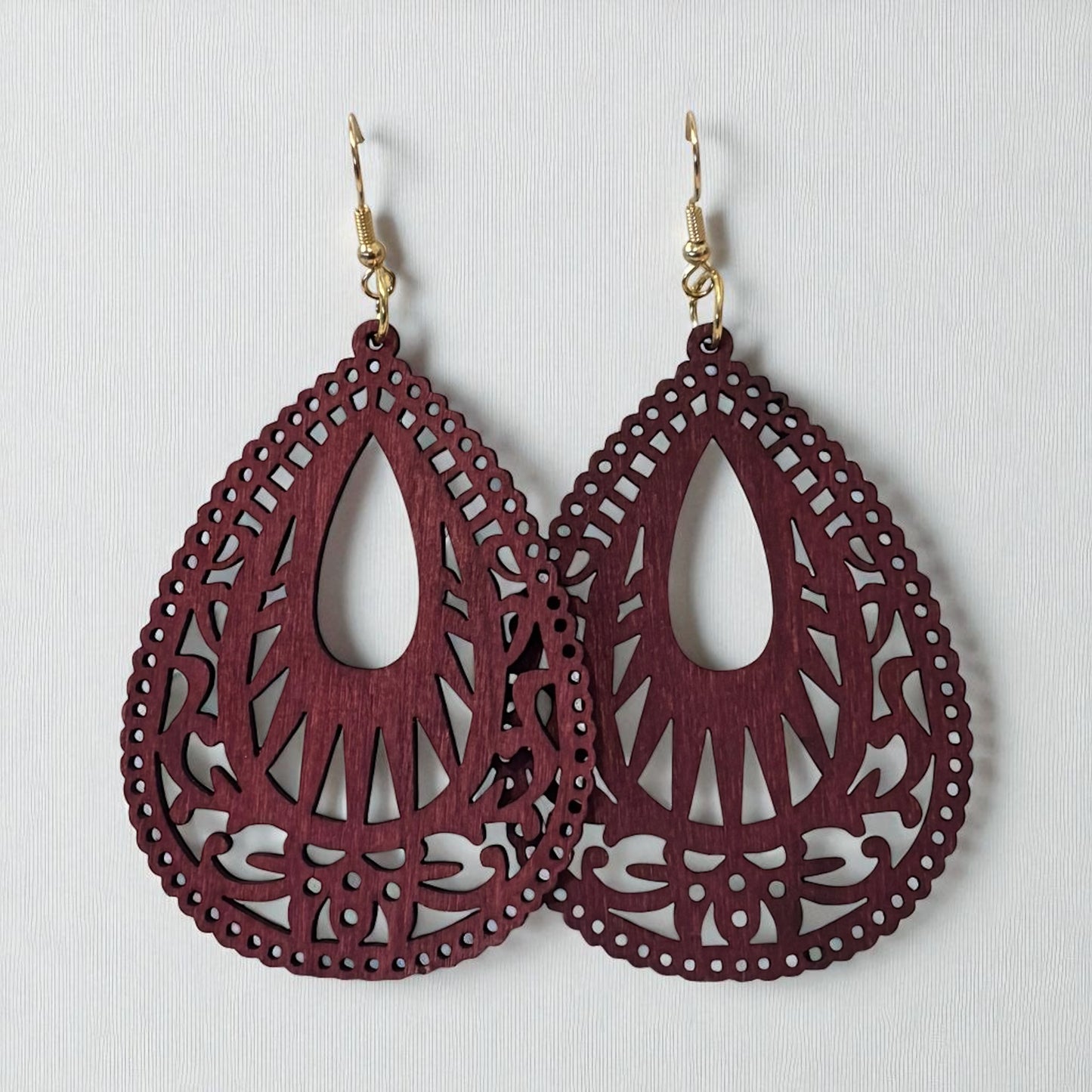 Wood Hollow Out Drop Earrings