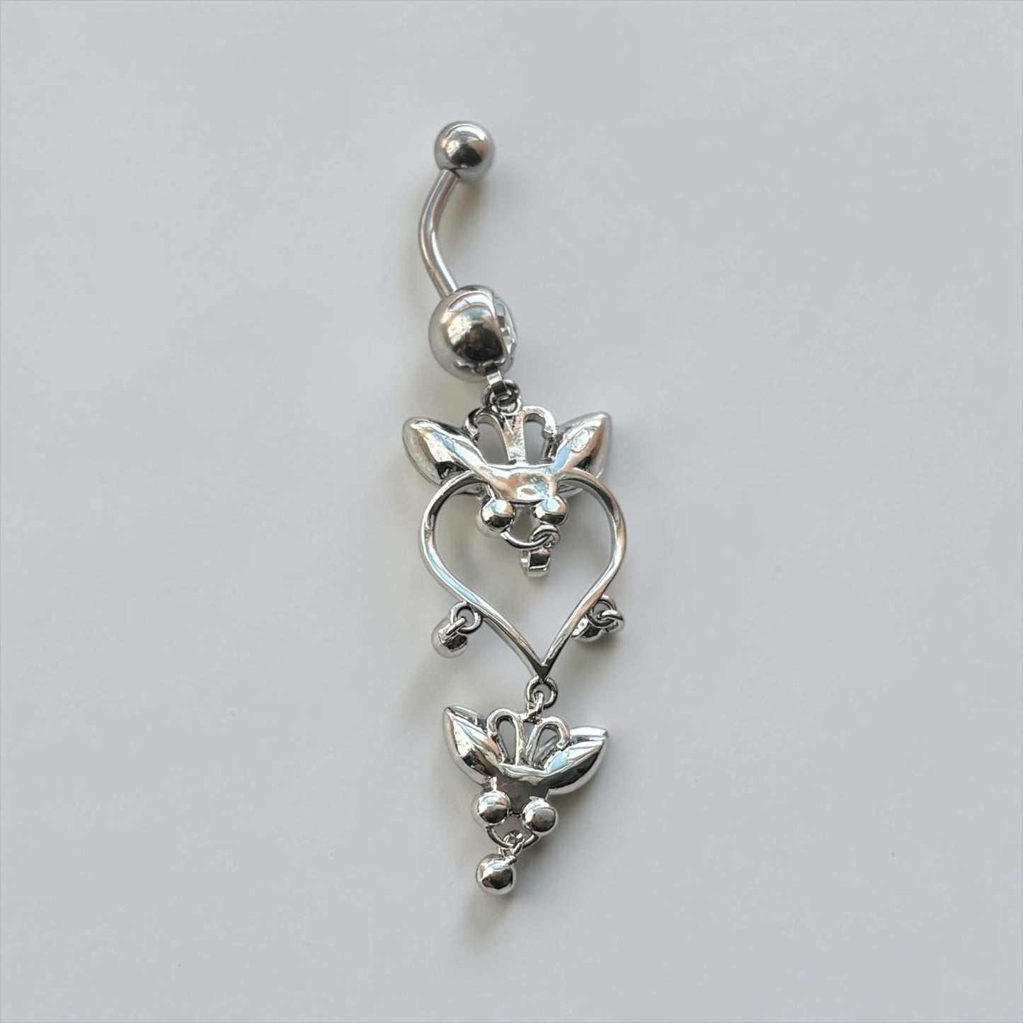 Butterfly Heart Dangle Belly Button Ring