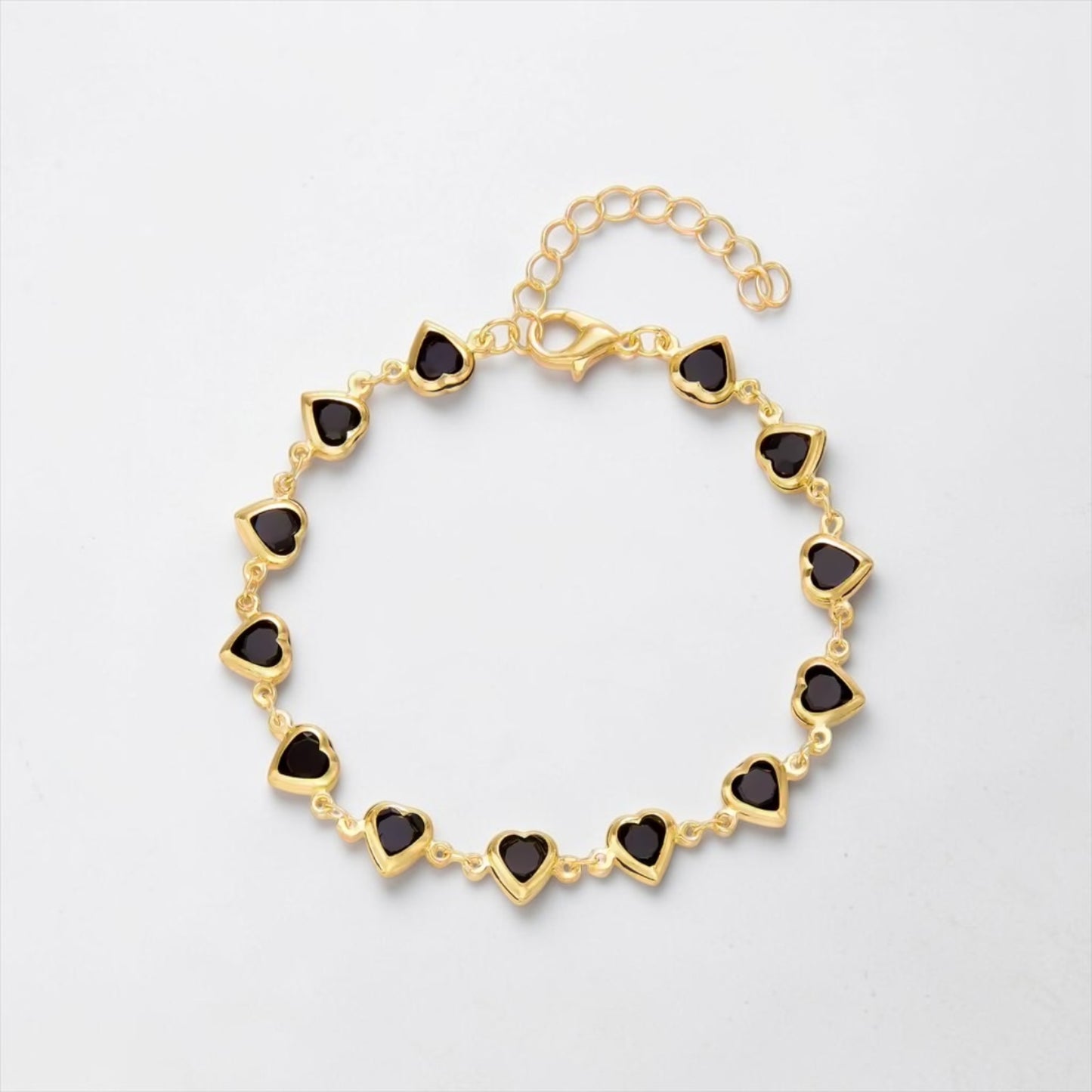 Gold-Tone Black Heart Charm Anklet