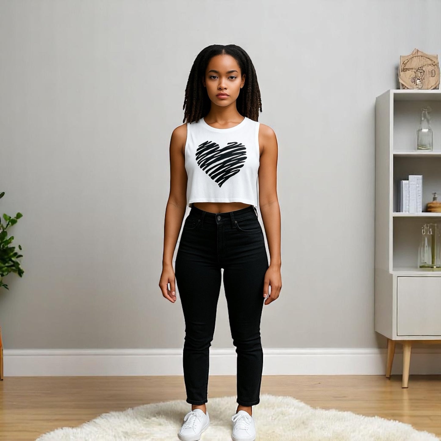 Sleeveless Women Crop Heart Top