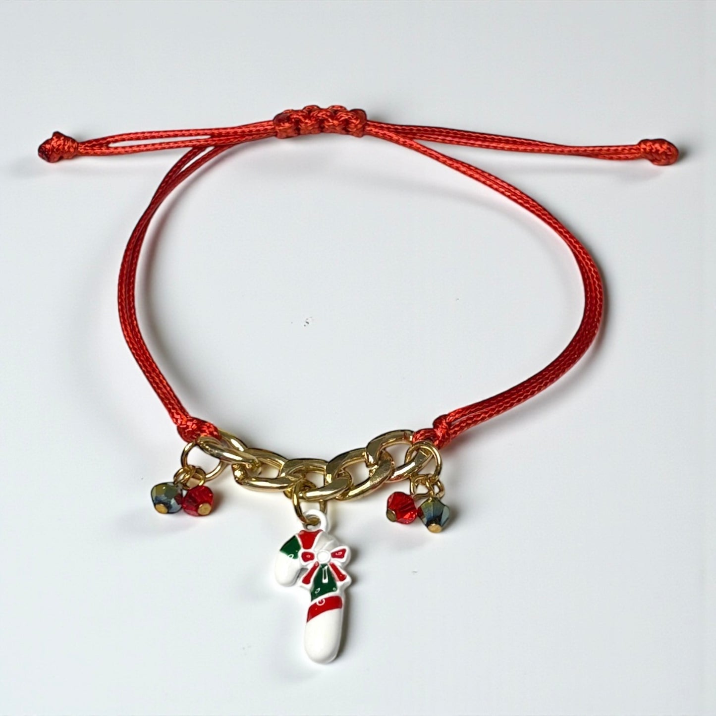 Christmas Cane Ribbon Bracelet