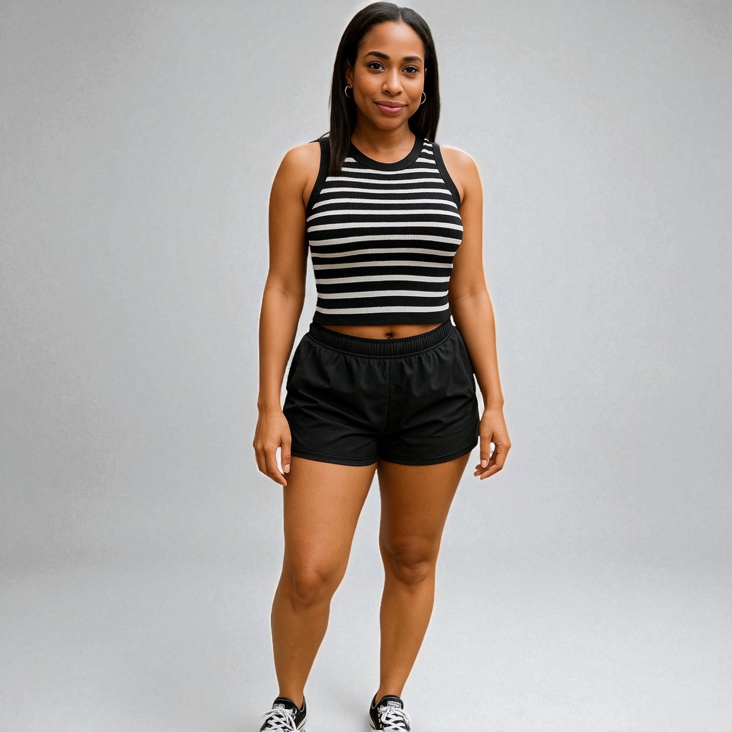 Striped Sleeveless Knitted Base Shirt