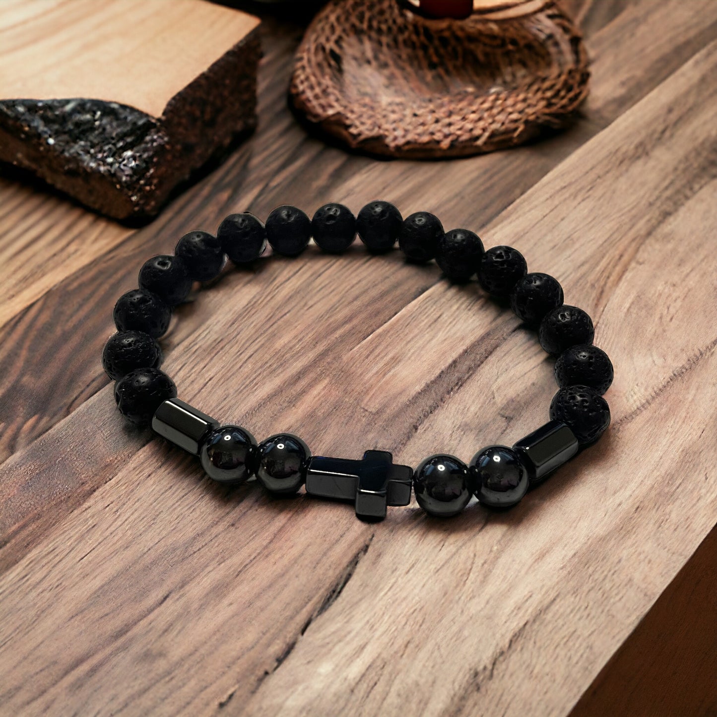 Men 8mm Beads Adjustable Stone Bracelet