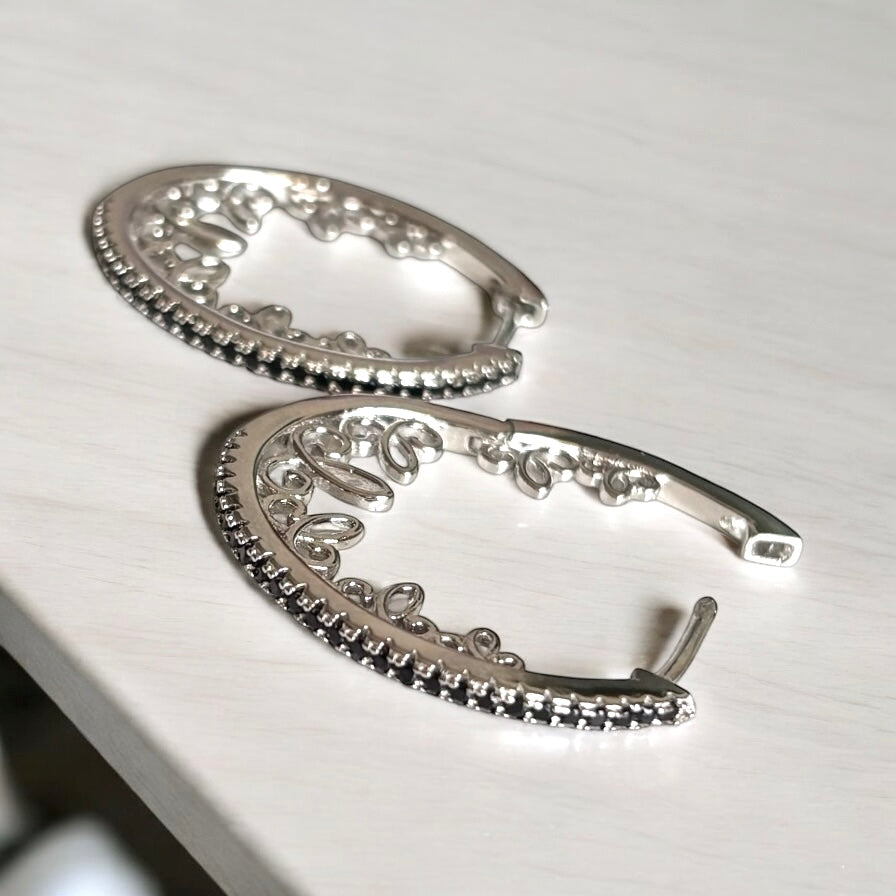 Oval Hoop Silver Earrings