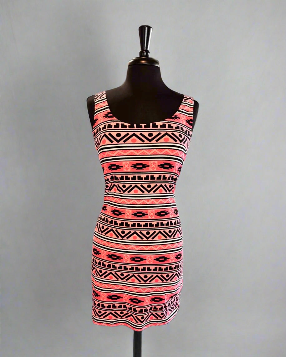 Sleeveless Women Aztec Pattern Short Dress
