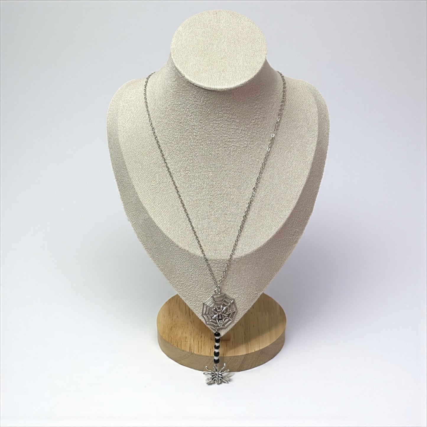 Gothic Beaded Spider Web Necklace