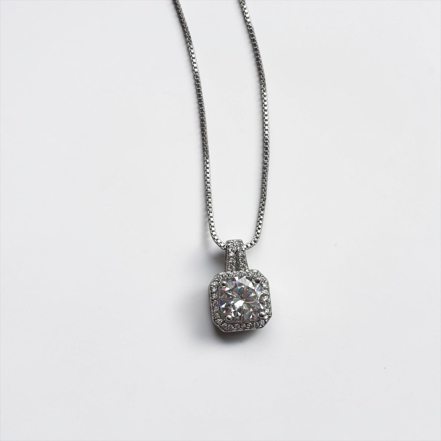 Elegant Square Silver Pendant Necklace