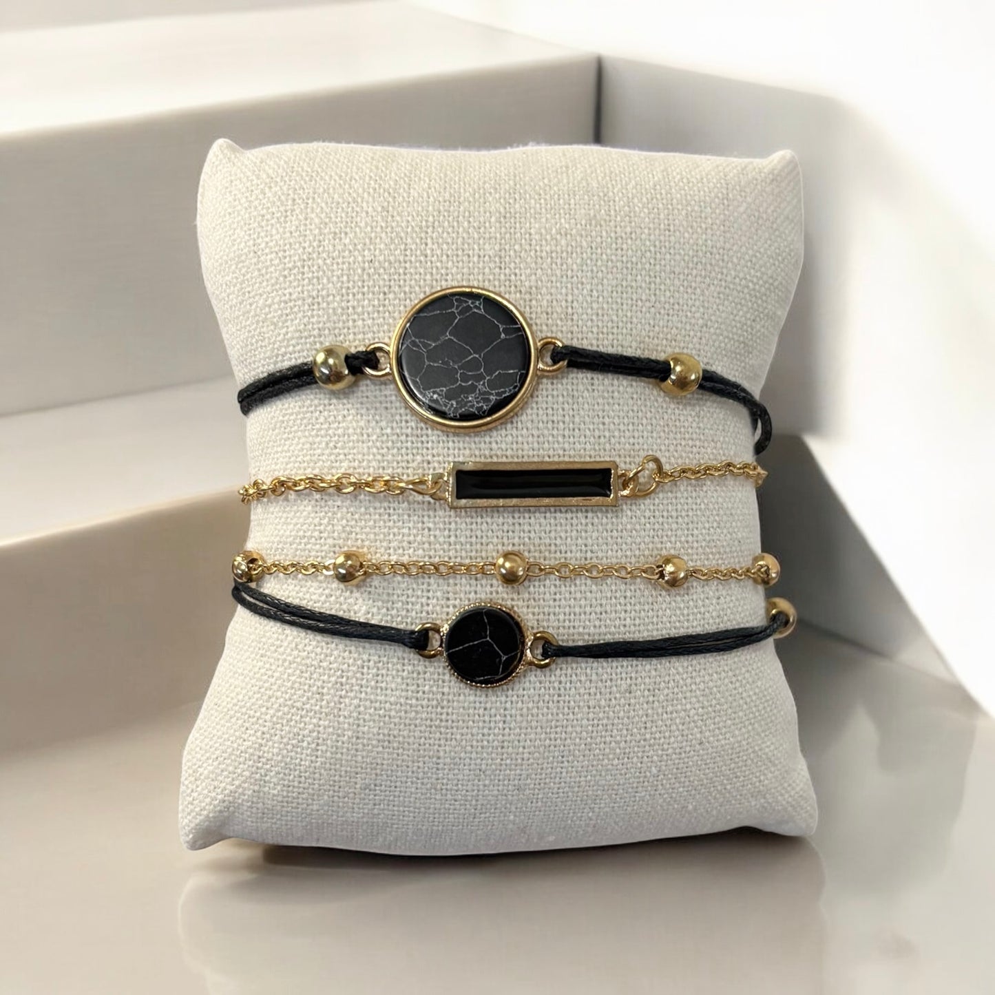 Black Rope Chain Bracelet Set