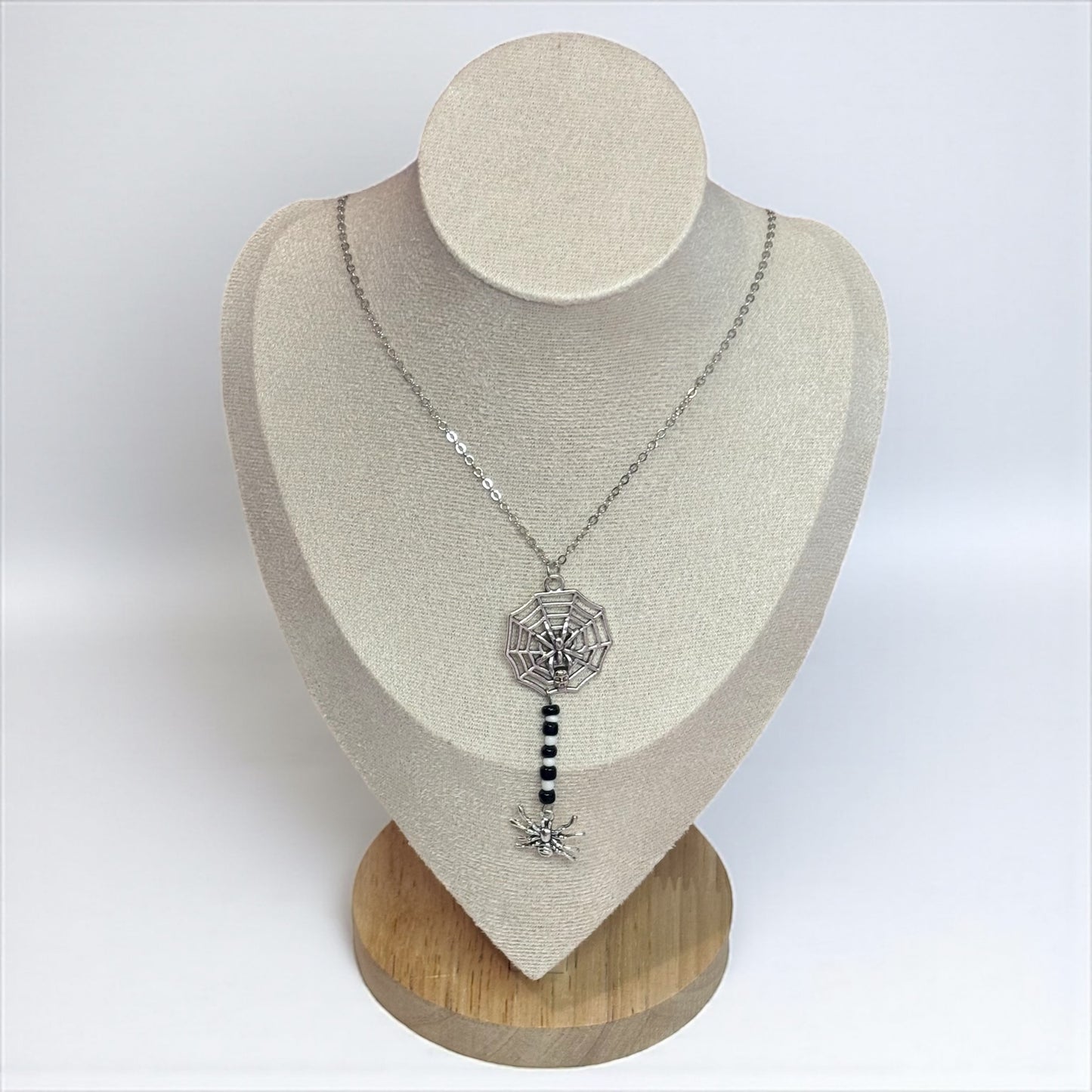 Gothic Beaded Spider Web Necklace