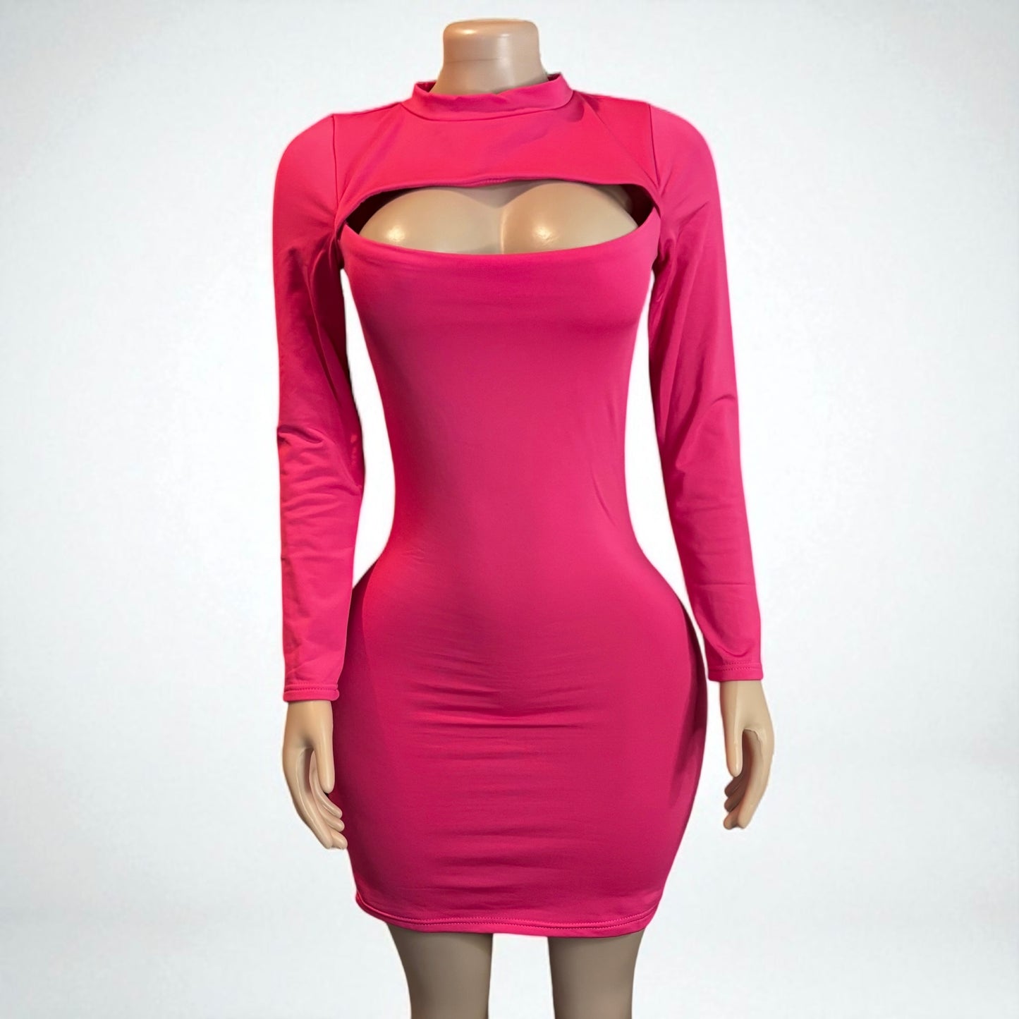 Solid Pink Cut Out Mini Dress