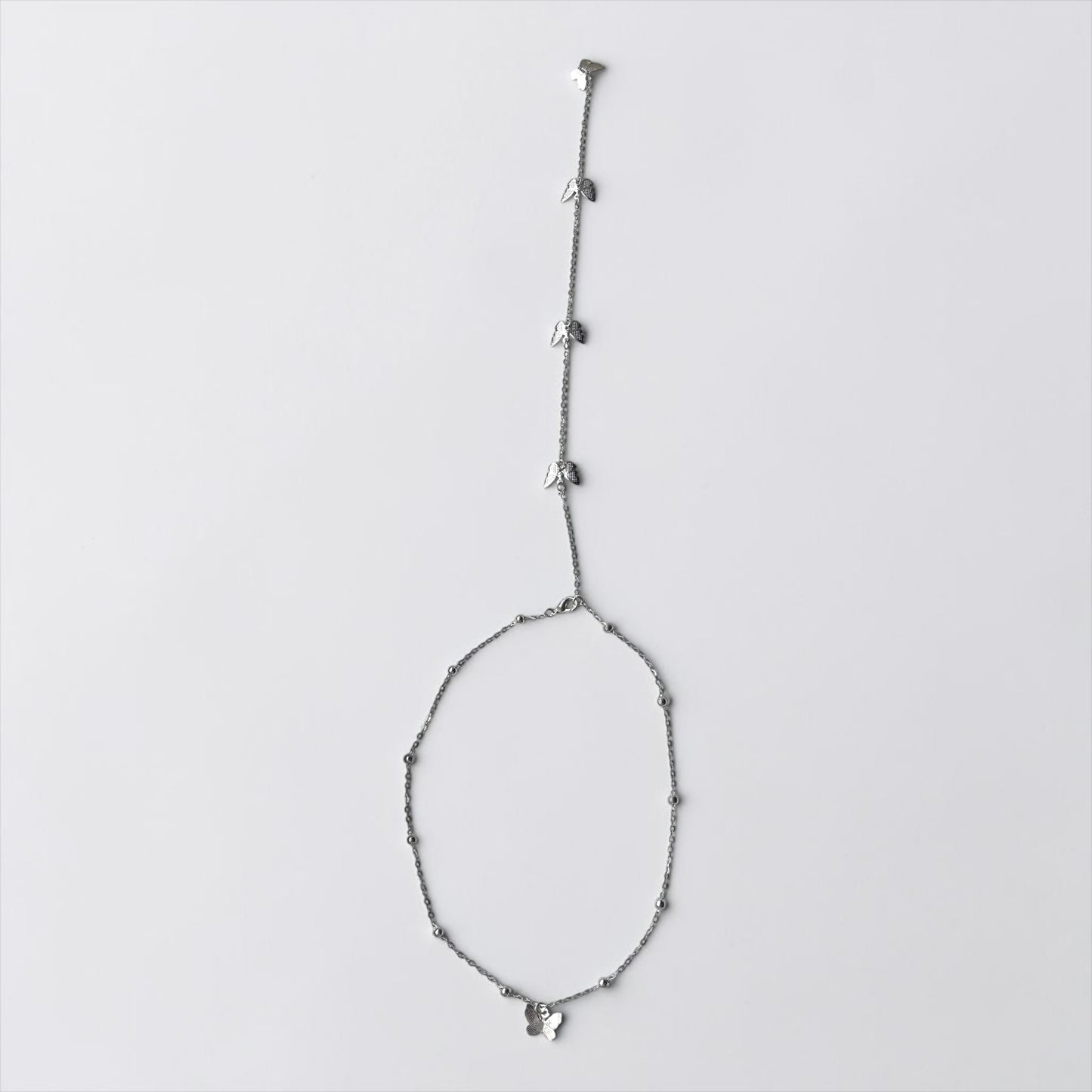 Butterfly Silver Choker W/ Back Chain Tassel