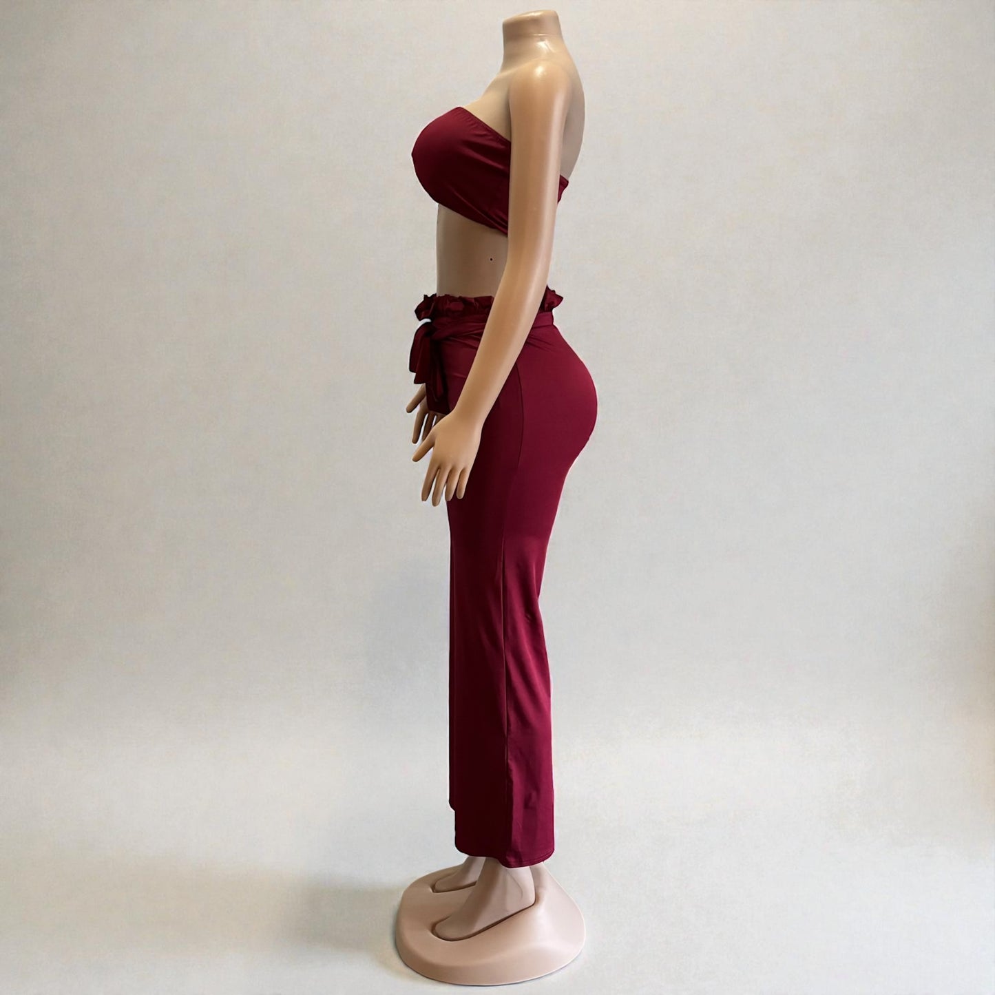 Conjunto largo de 2 piezas burdeos para mujer