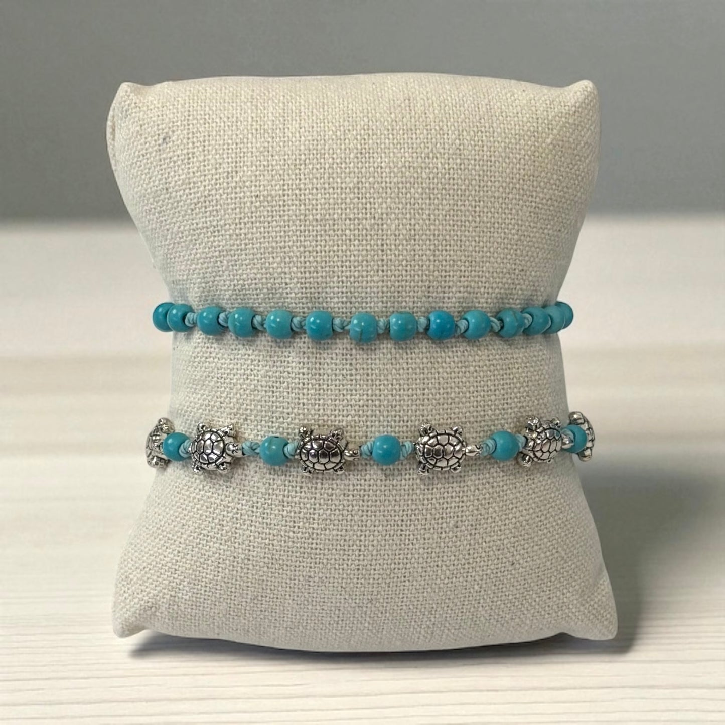 2Pcs Knotted Boho Turtle Anklet