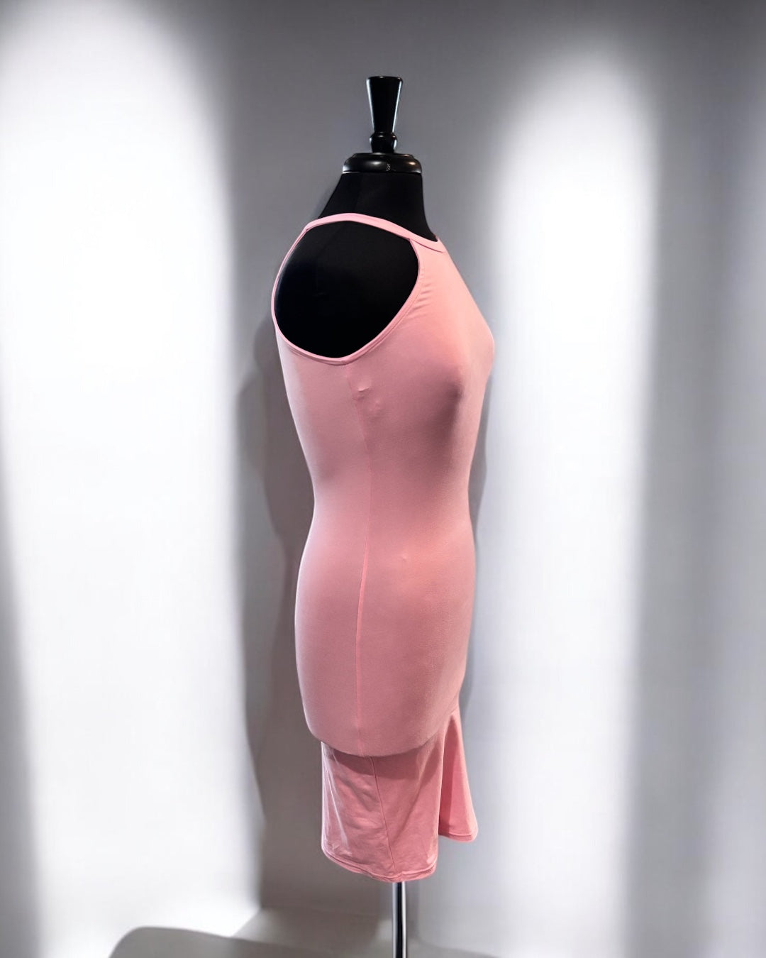 Vestido liso rosa claro de mujer de punto suave