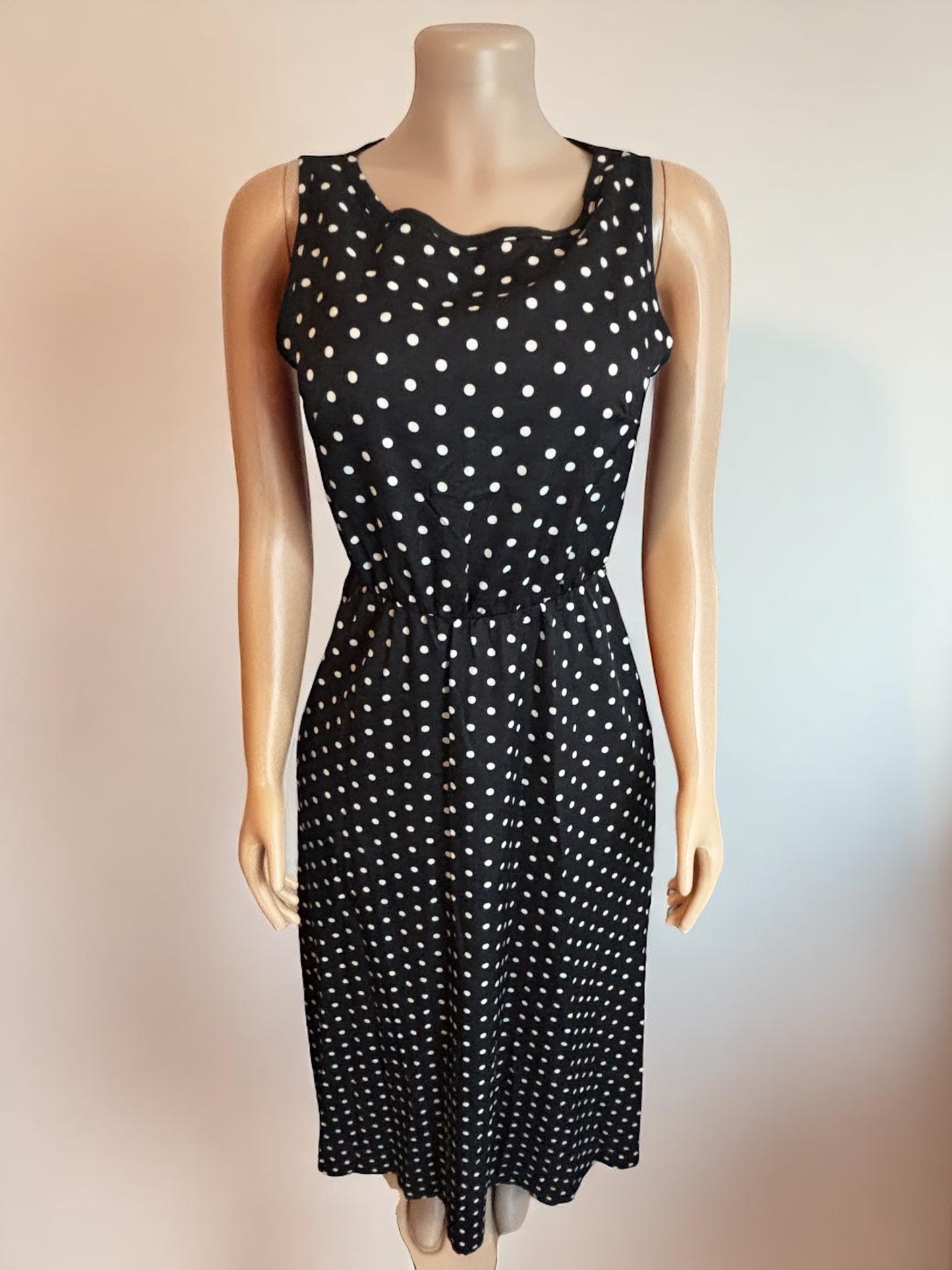 Polka Dot Print Black Maxi Dress