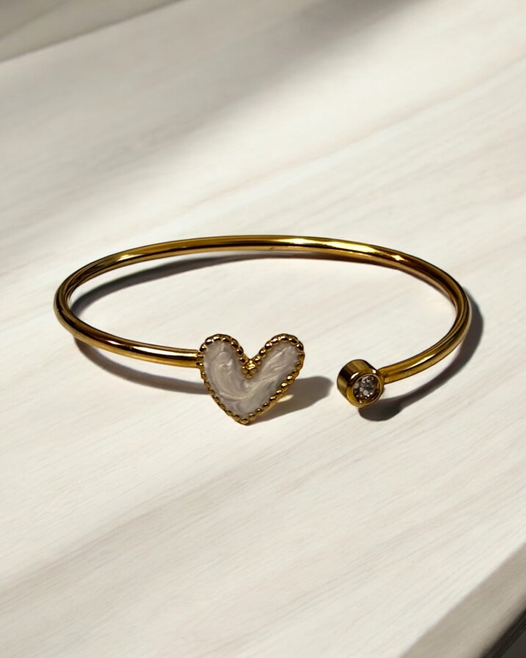 Small Heart Stainless Heel Cuff Bracelet