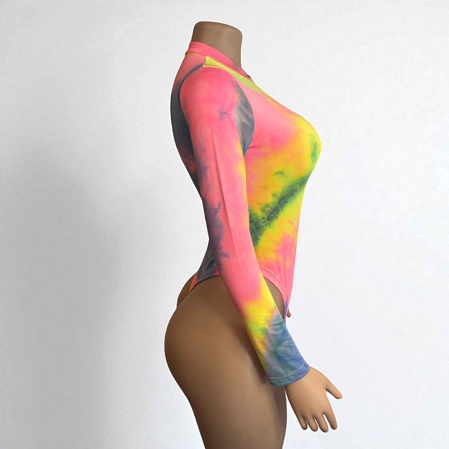 Tie Dye Print Long Sleeve Bodysuit