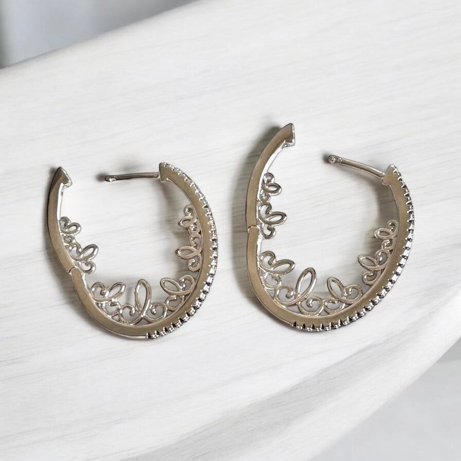 Oval Hoop Silver Earrings