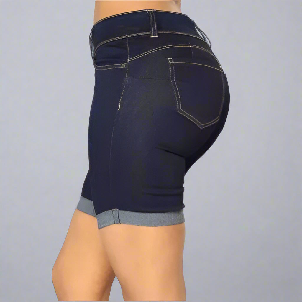 Bermudas de mezclilla oscura para mujer