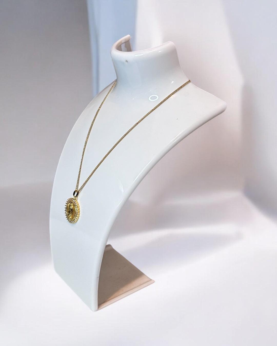 Virgin Mary Pendant Cuban Link Necklace
