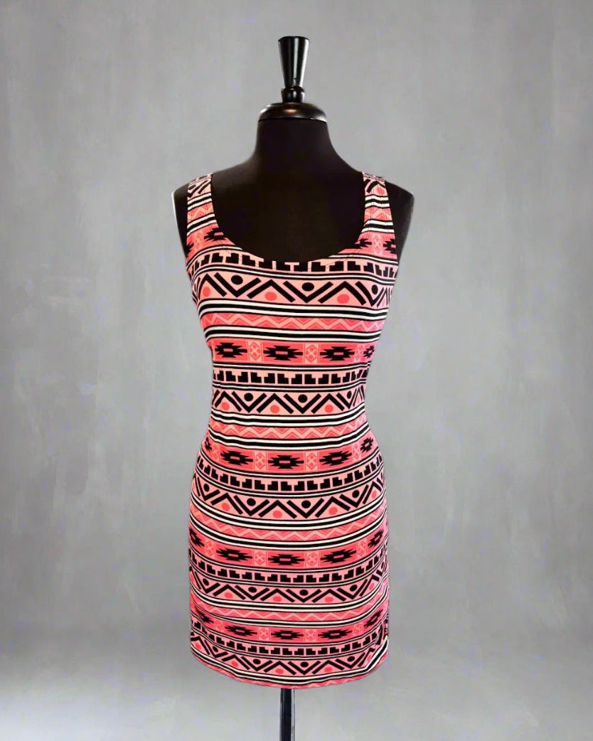Sleeveless Women Aztec Pattern Short Dress