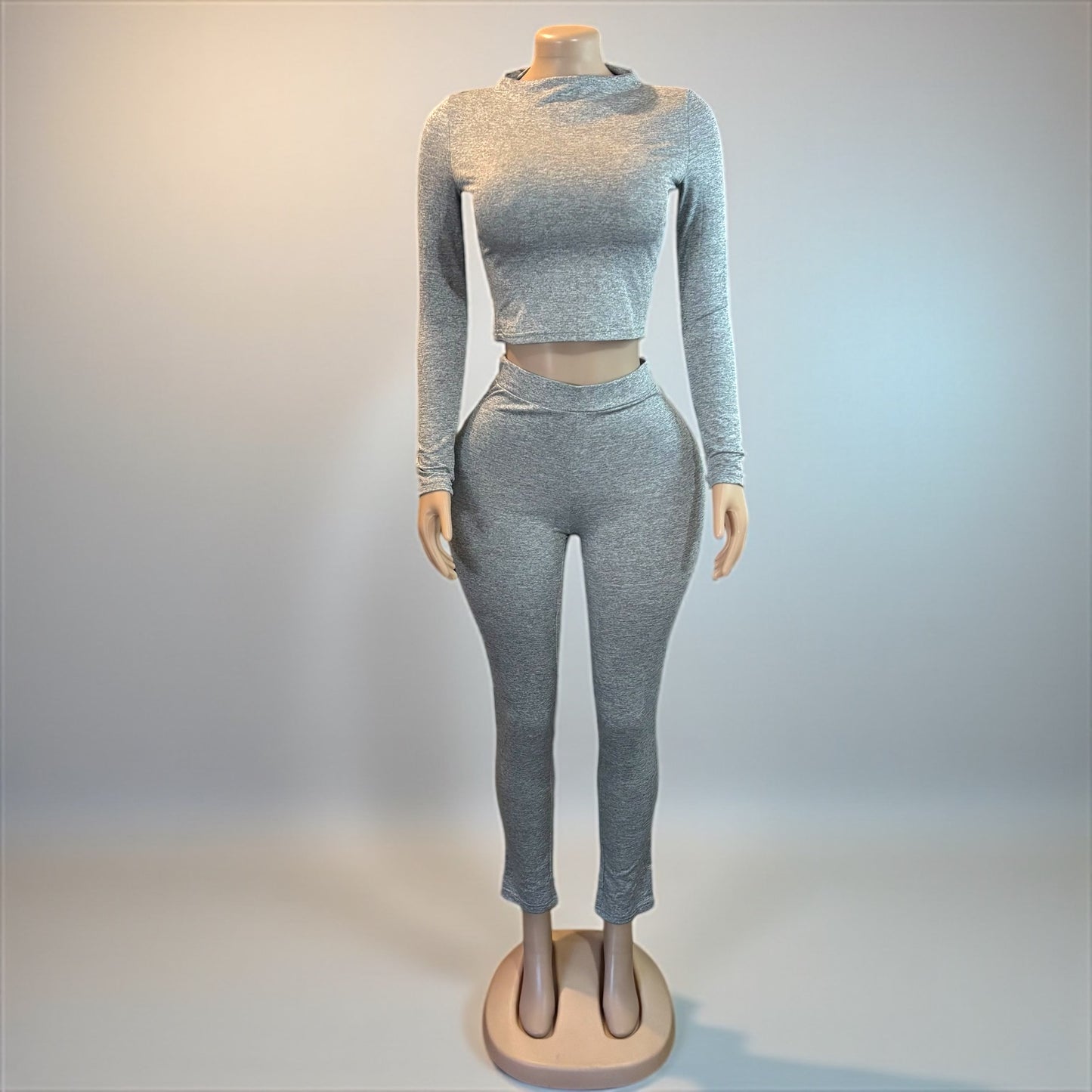 2 Piece Top and Long Pant Gray Set