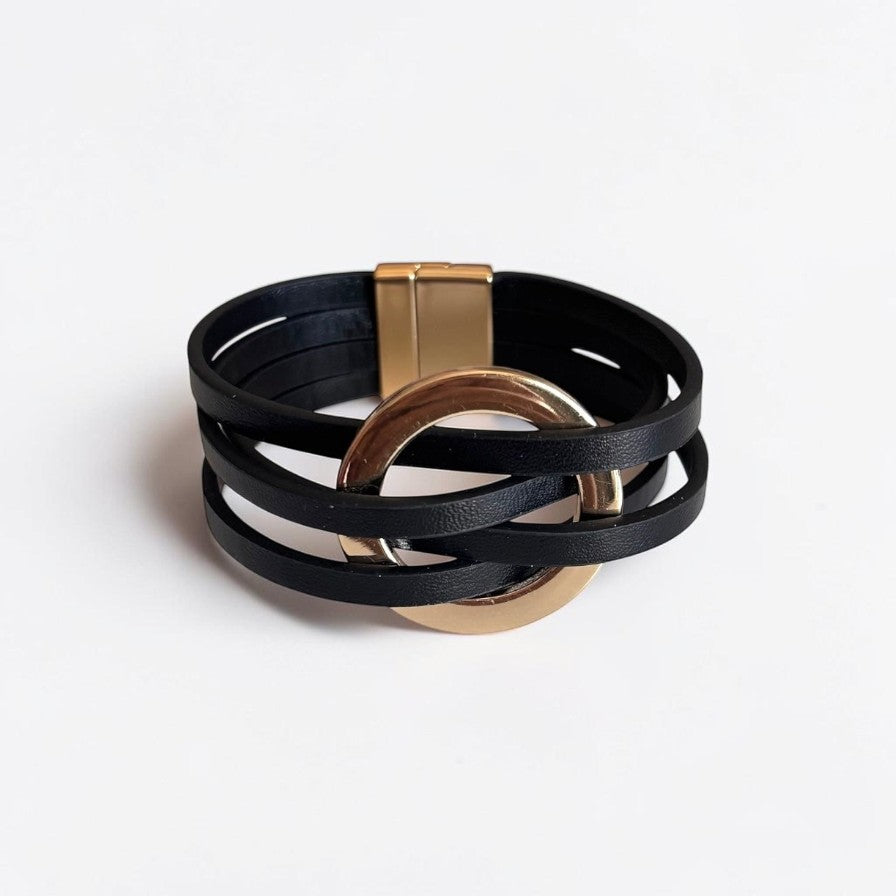 Elegant Leather Black Bracelet