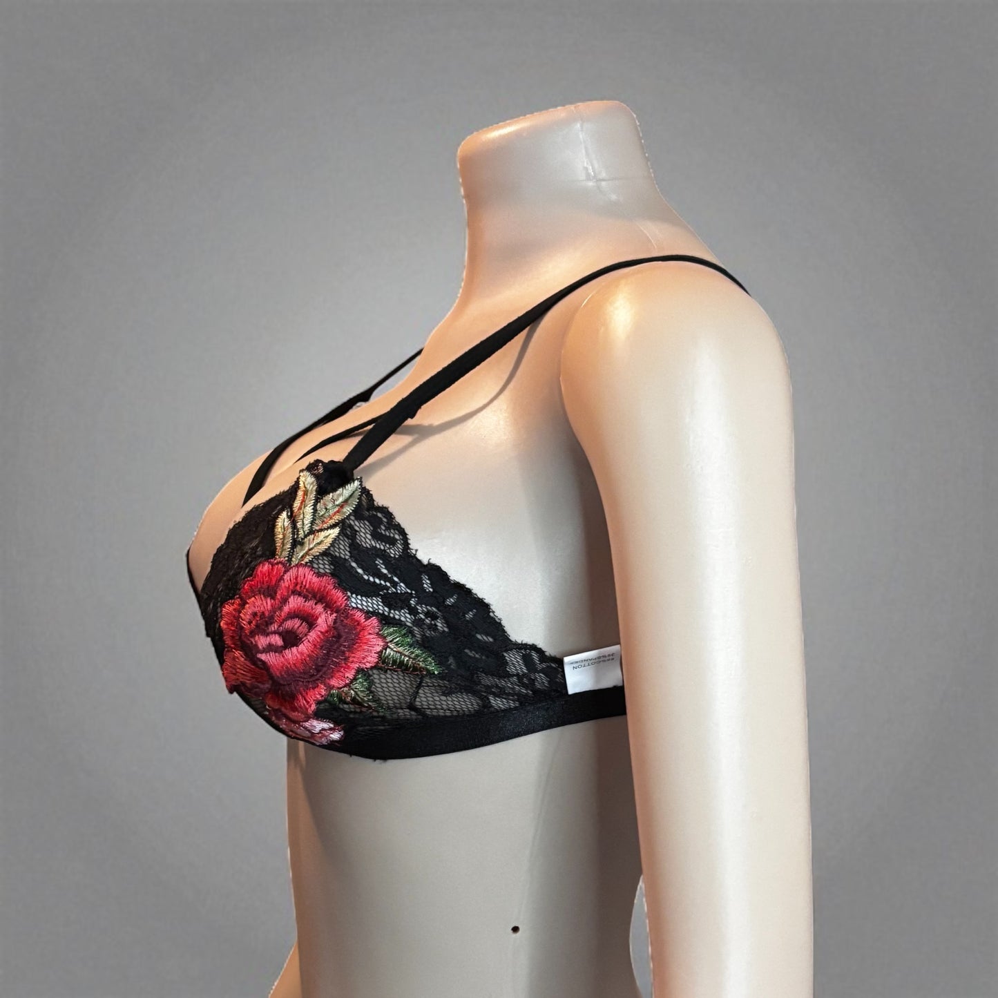 Lace Wire Free Rose Floral Bra