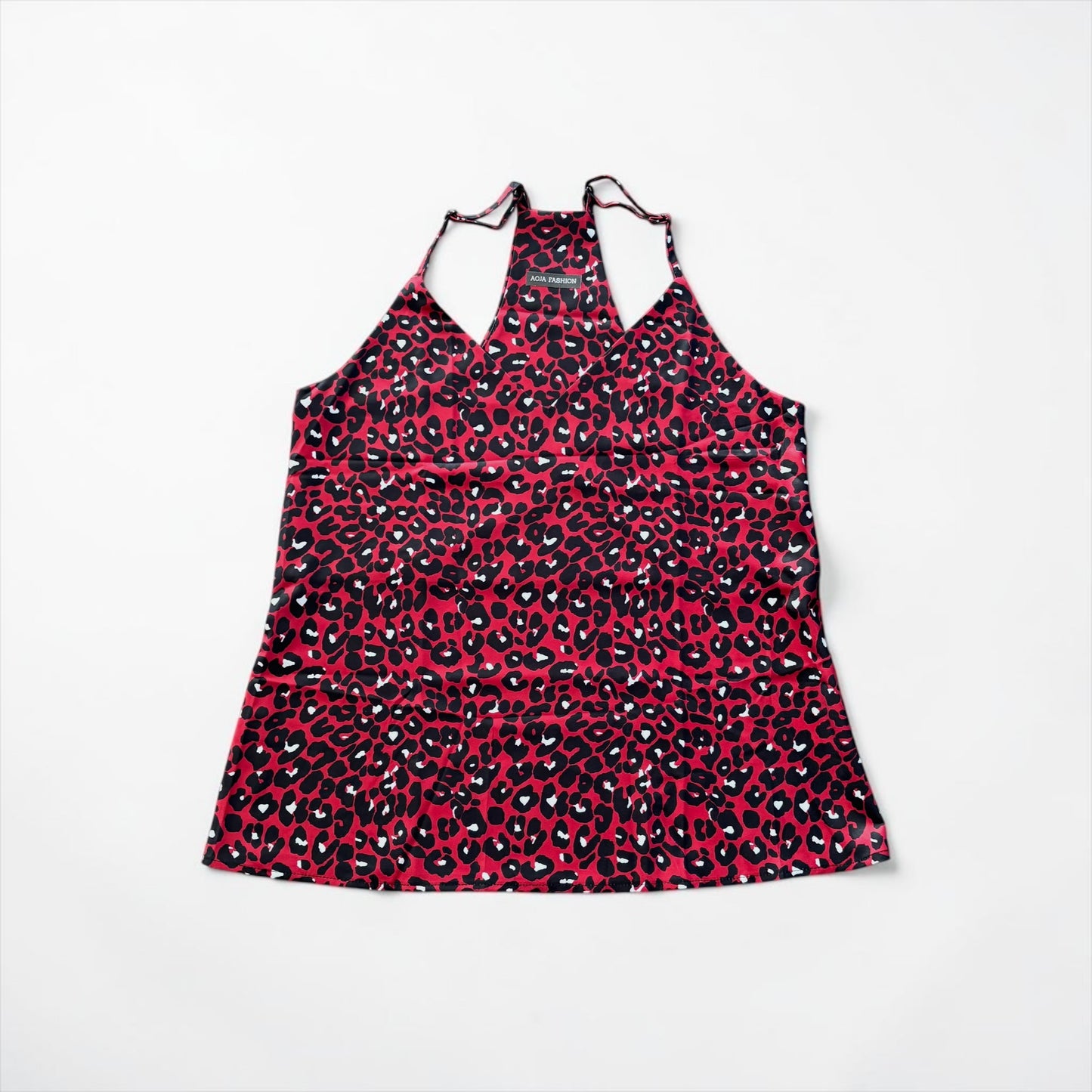 Wine Red Leopard Printed Racerback Tank Top