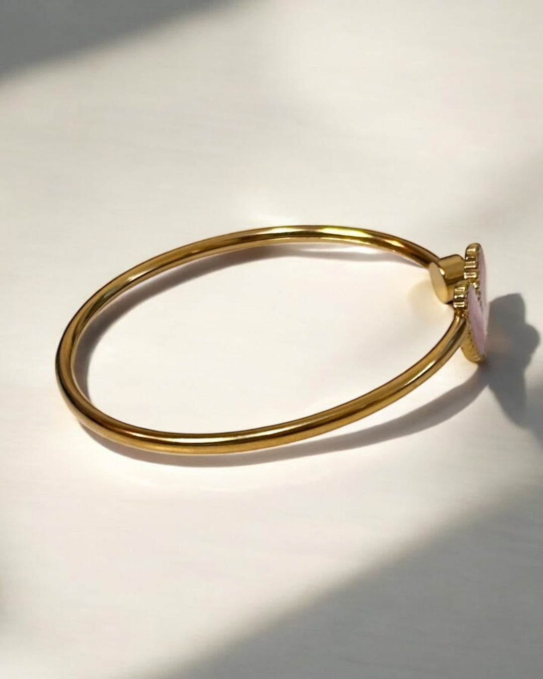 Light Pink Heart Cuff Bracelet
