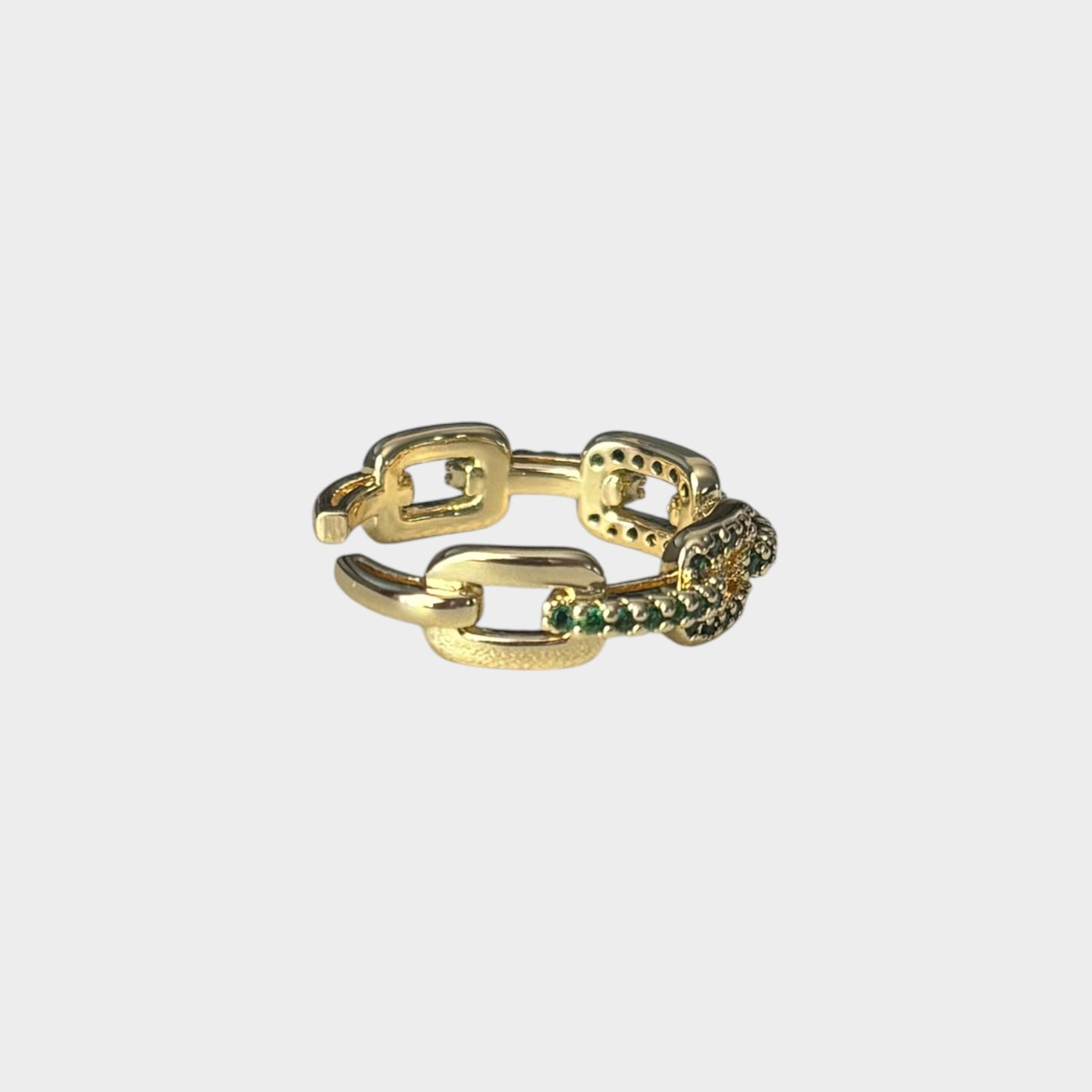 Emerald Green Adjustable Chain Ring