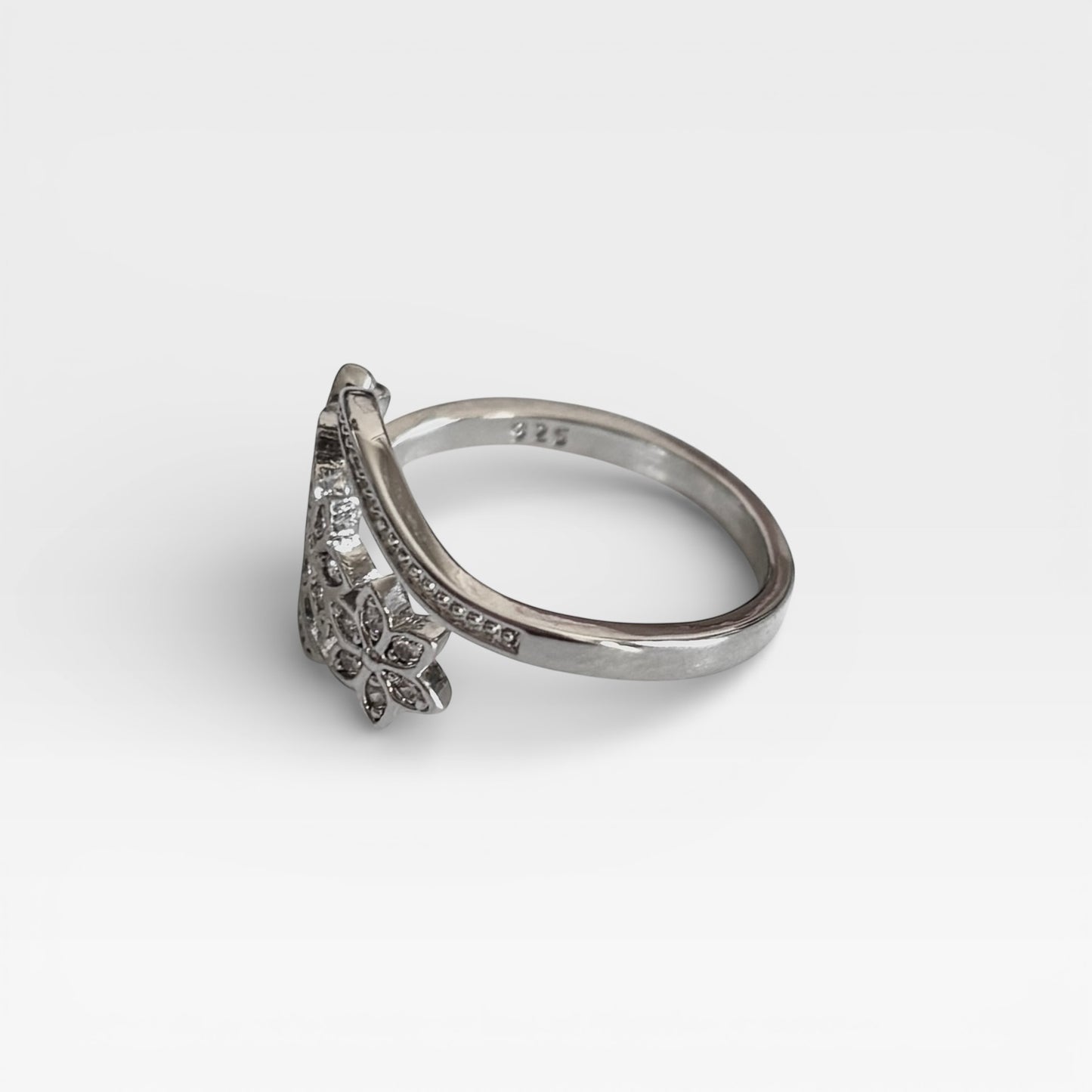 Adjustable 925 Sterling Silver Flower Ring