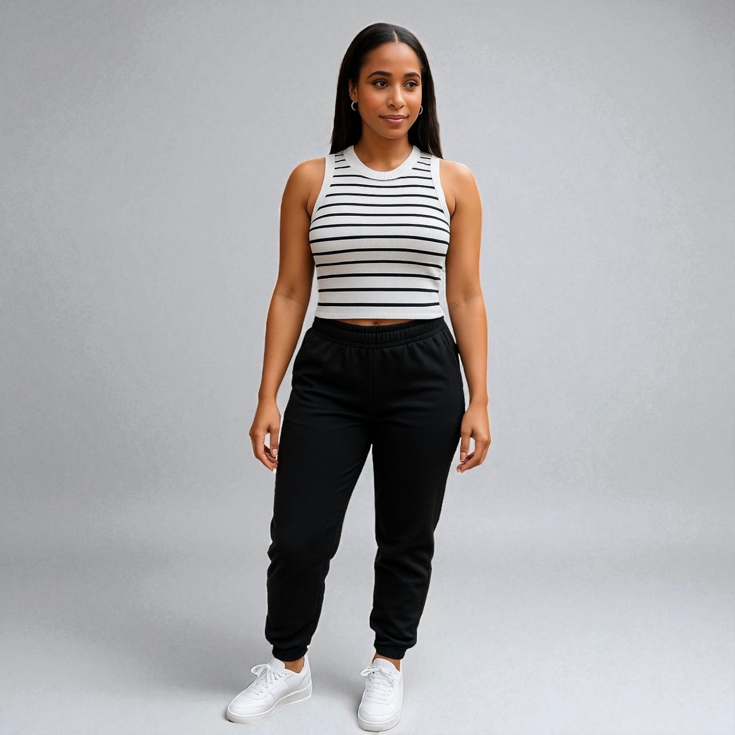 Striped Sleeveless Knitted Base Shirt