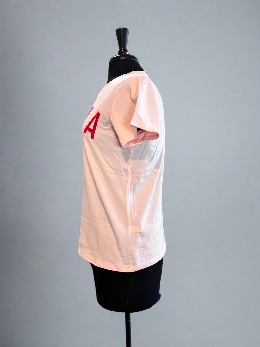 Women Mother Soft Pink Letter Print Tee