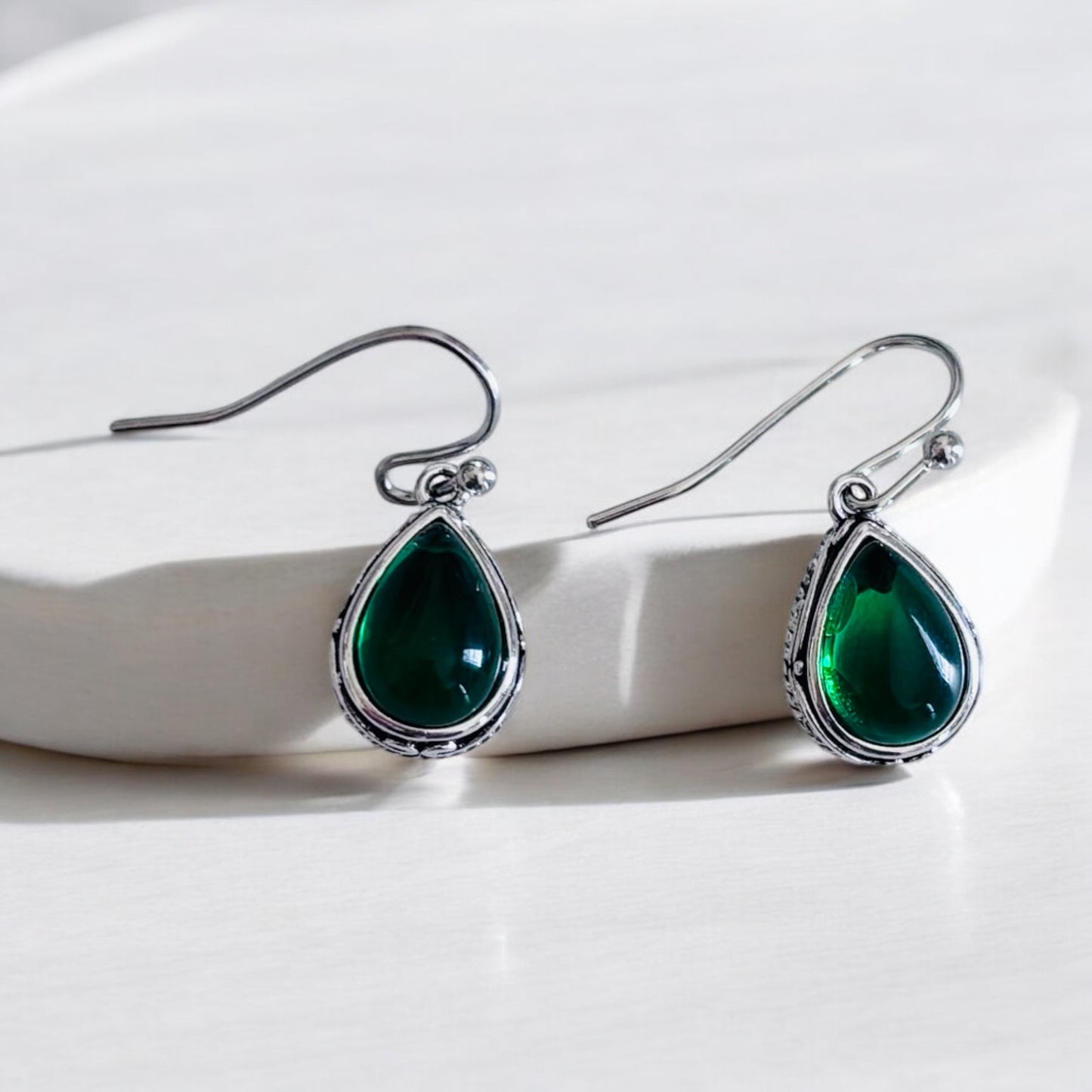 Green Stone Dangle Earring