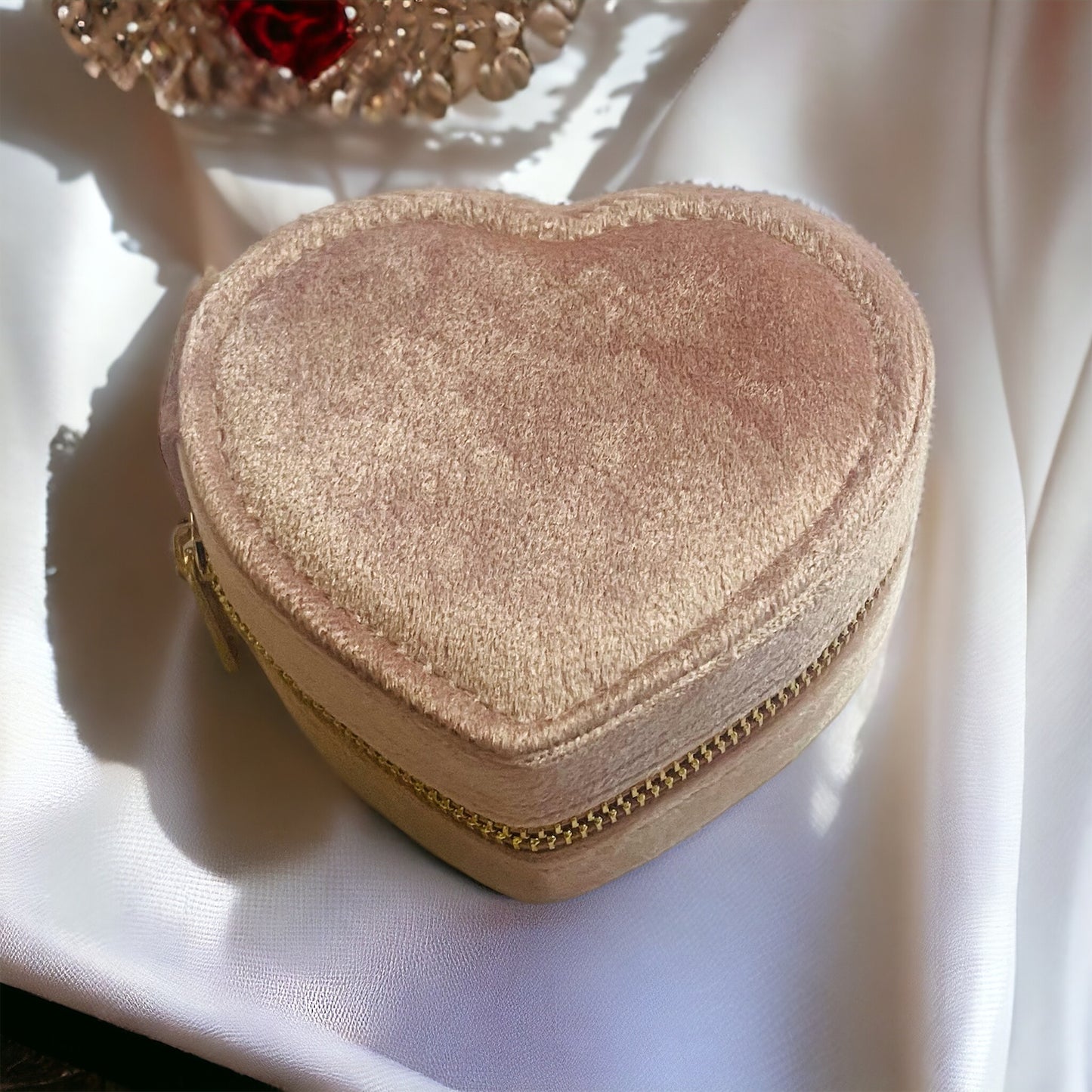 Heart Shaped Velvet Jewelry Box