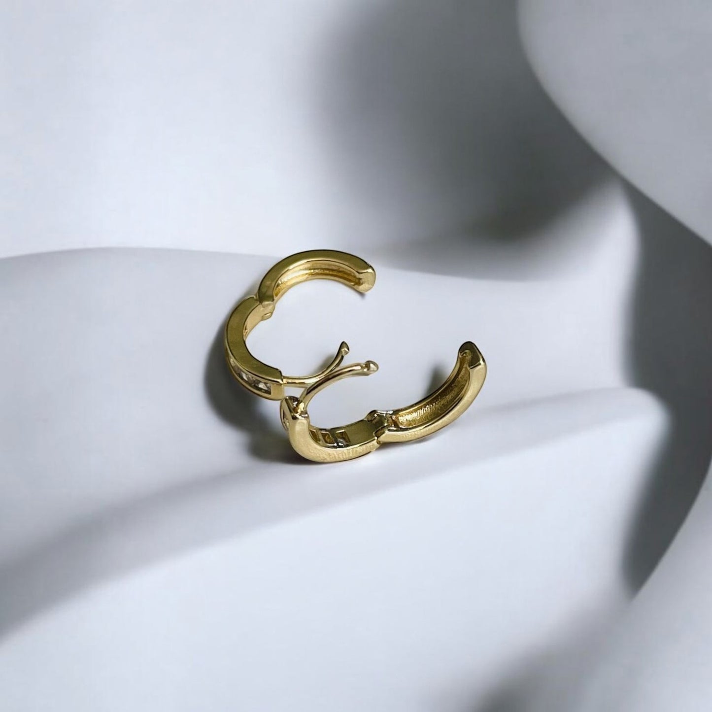 Small Gold Zircon Hoop Earrings
