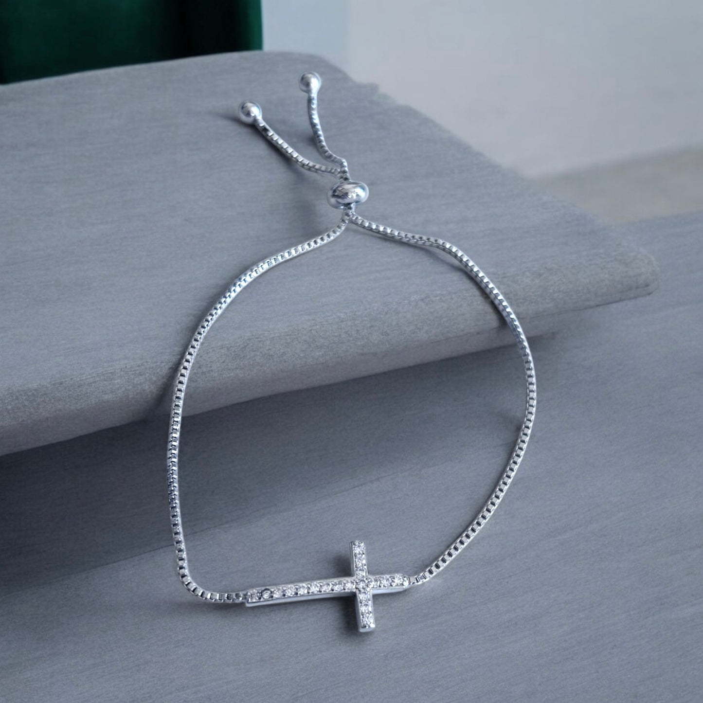 Luxury Sterling Silver Cross Bracelet