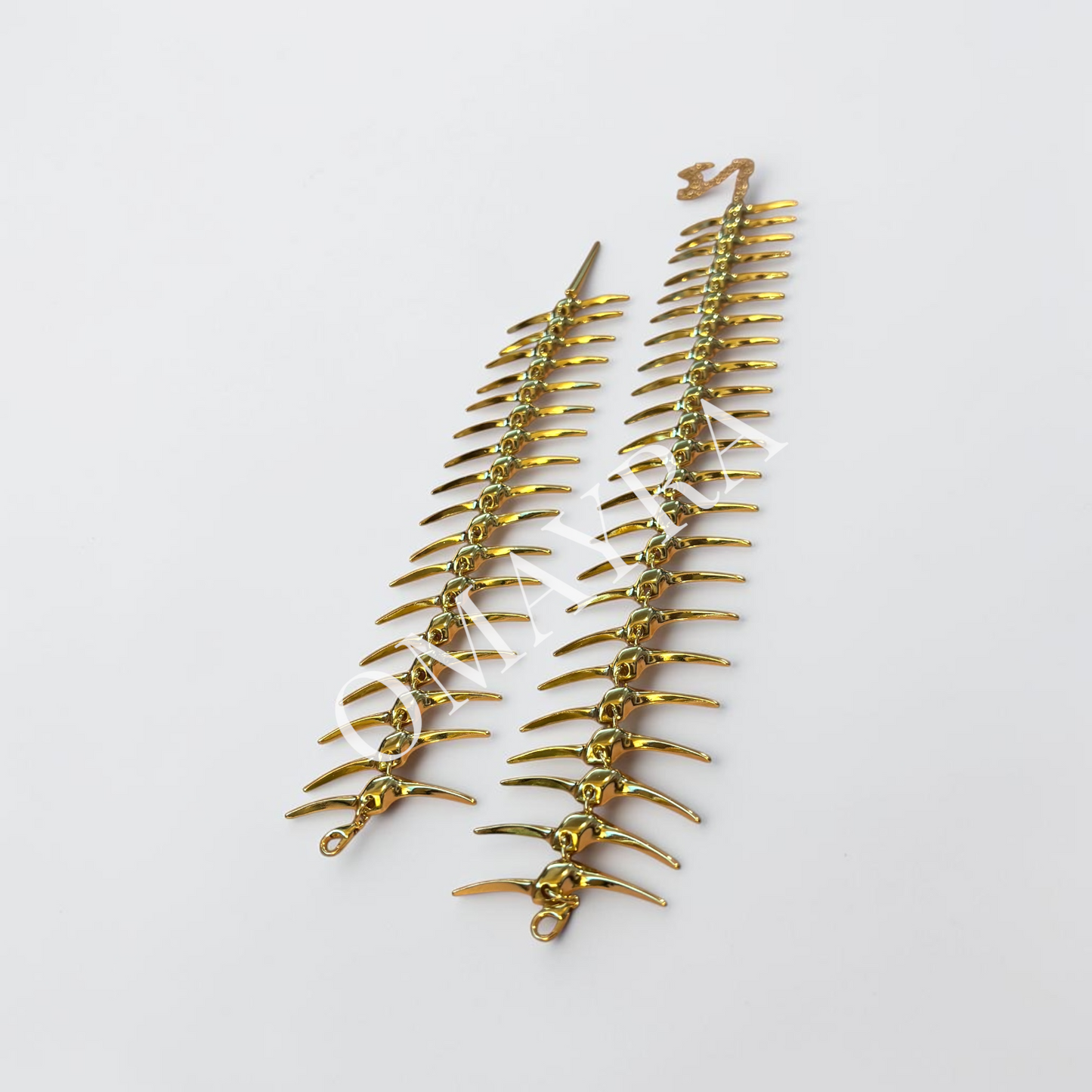 Gold Adjustable Punk Skeleton Choker with Back Chain