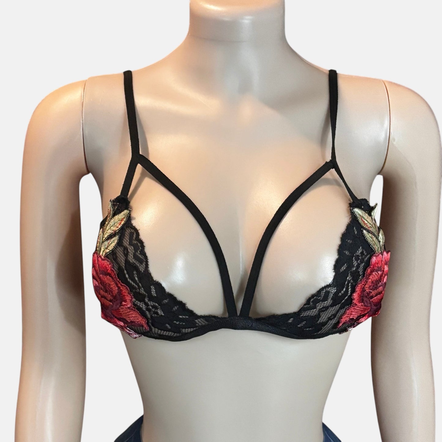 Sujetador floral sin aros con encaje sexy para mujer de Rose