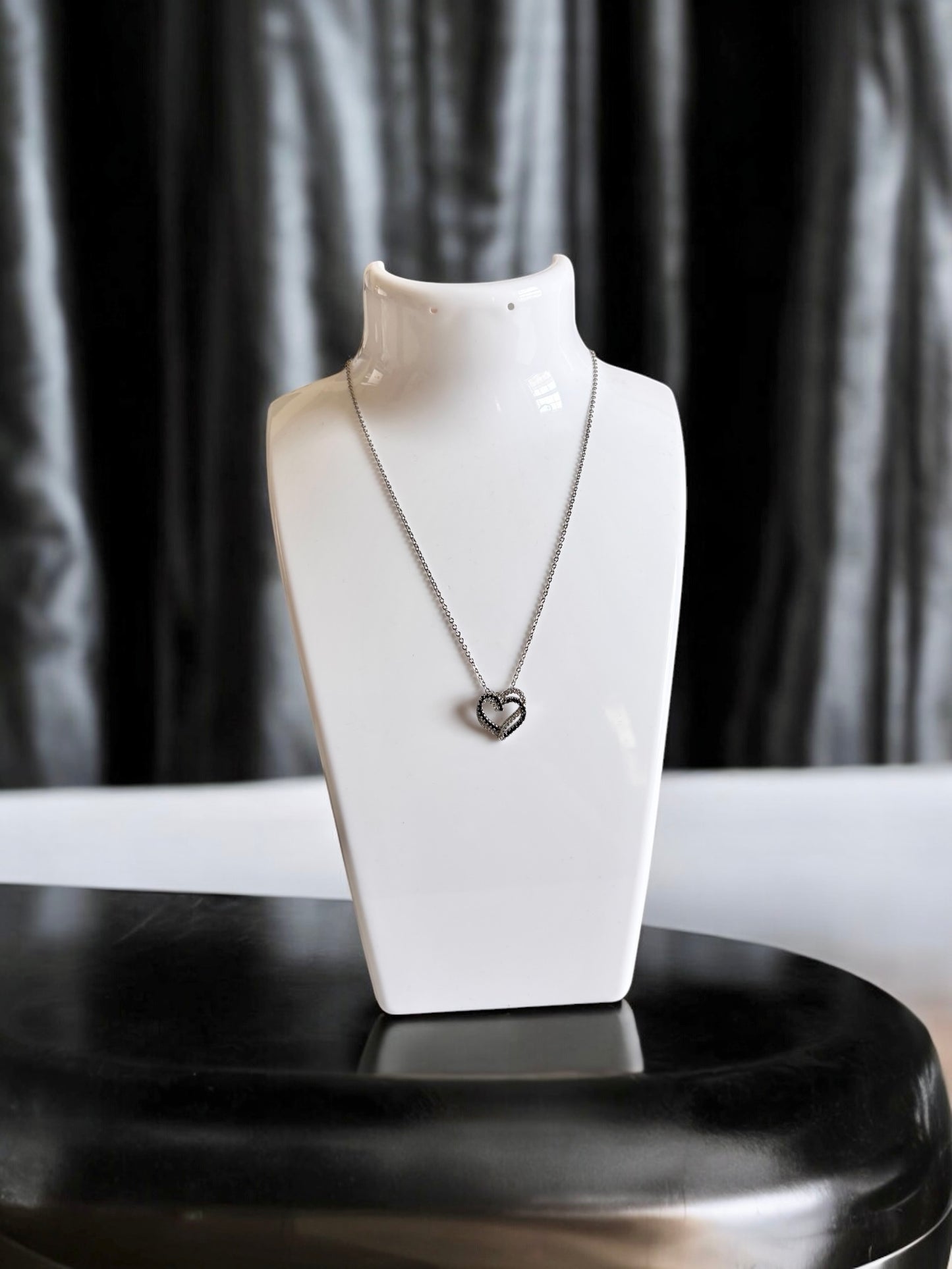 Black & White Heart Stone Necklace