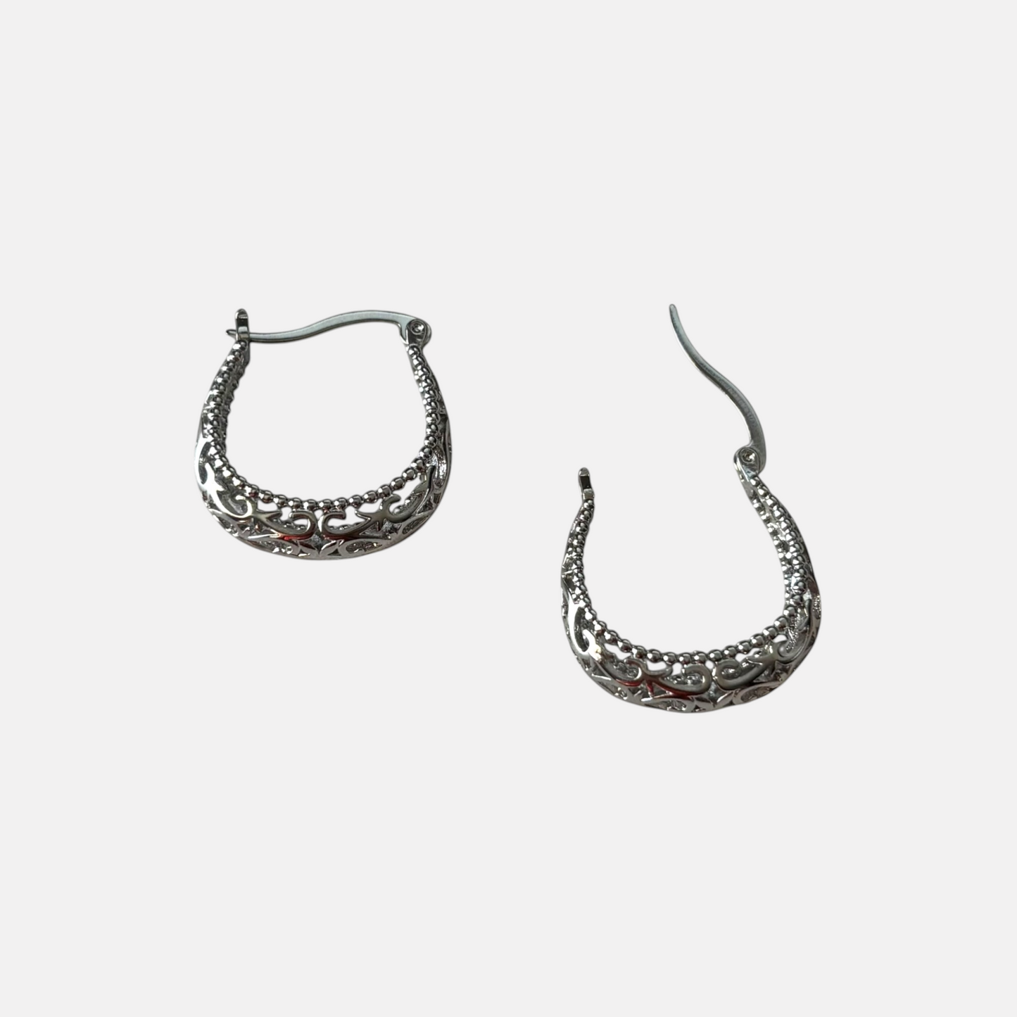 Hollow Silver Hoop Earring