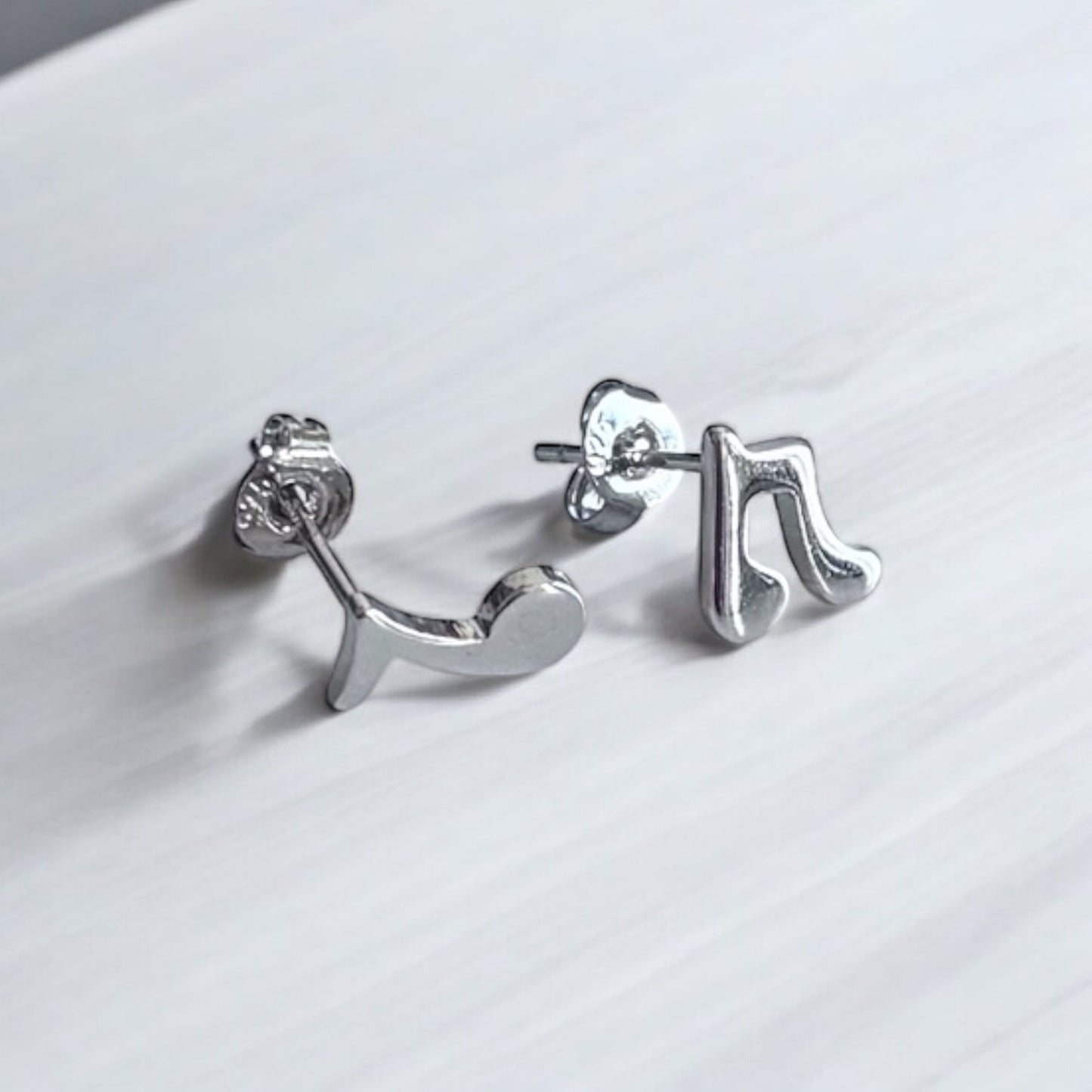 925 Sterling Silver Music Note Stud Earrings