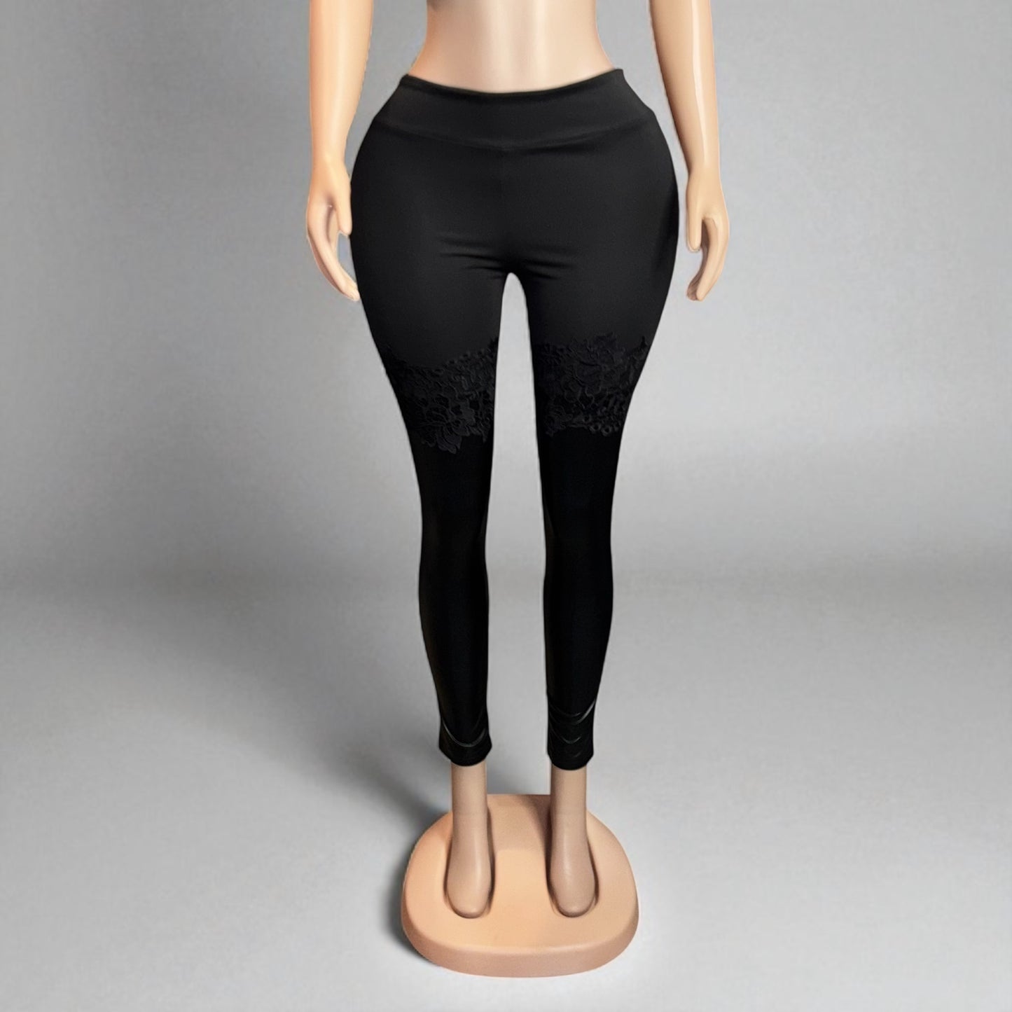 Slim fit PU Leather Lace Women Legging
