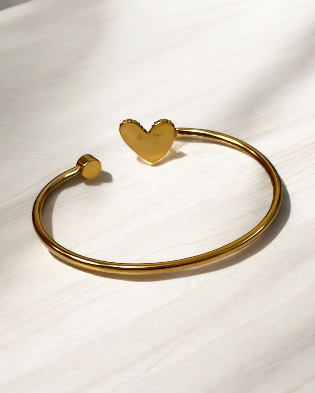 Small Heart Stainless Heel Cuff Bracelet