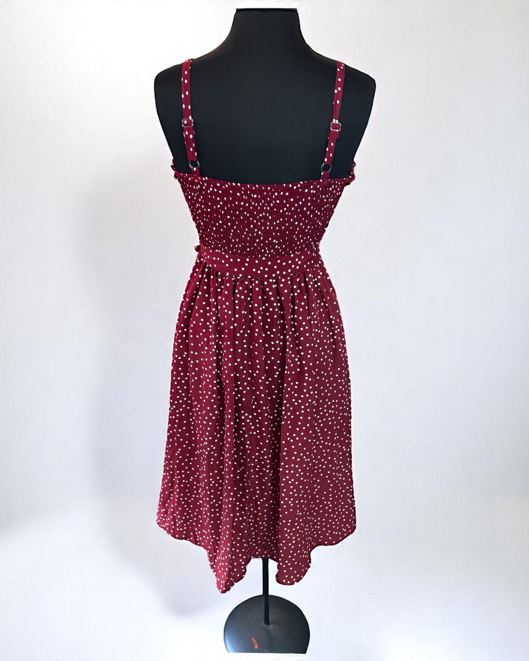 Floral Burgundy Ruffled Neckline Sundress