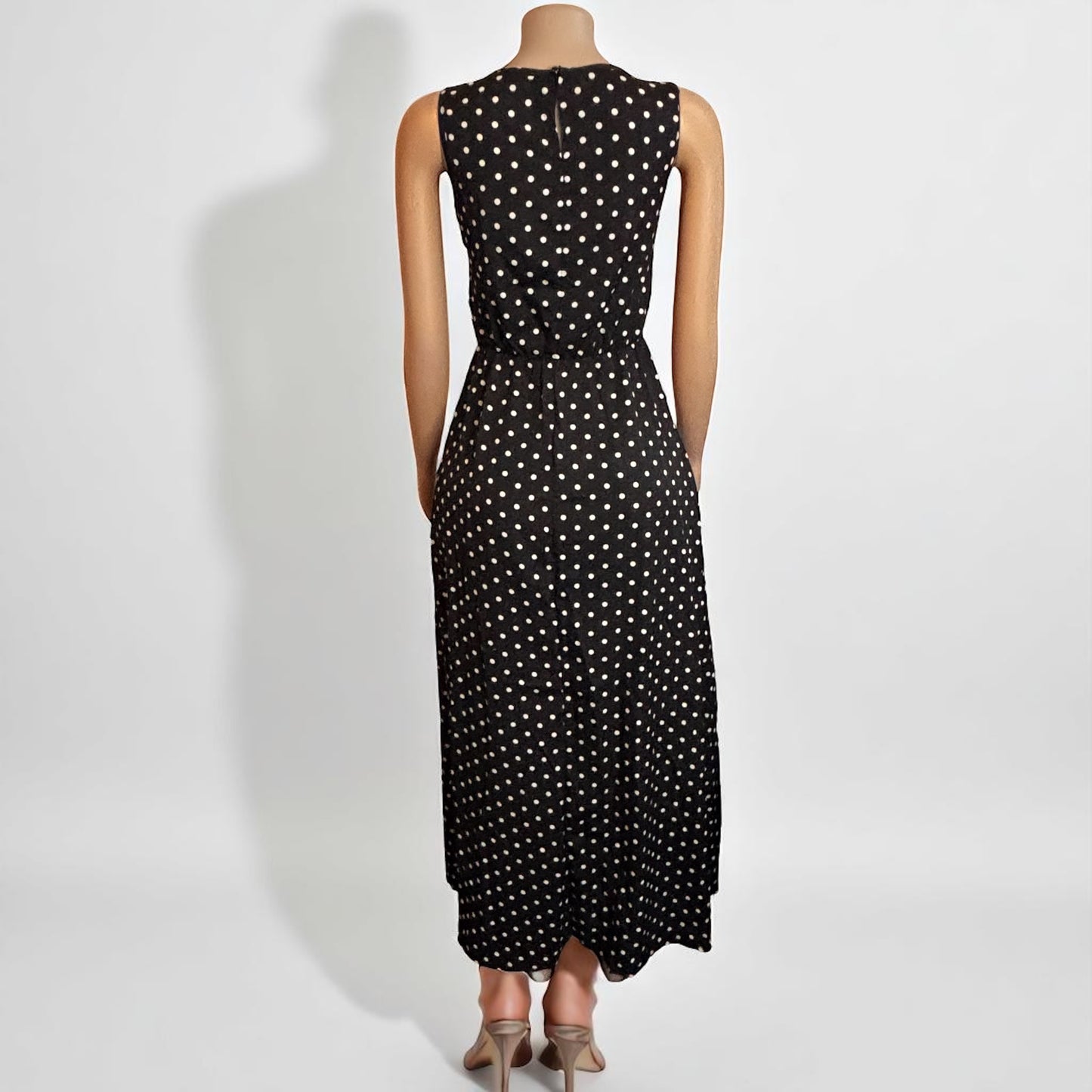 Polka Dot Print Black Maxi Dress
