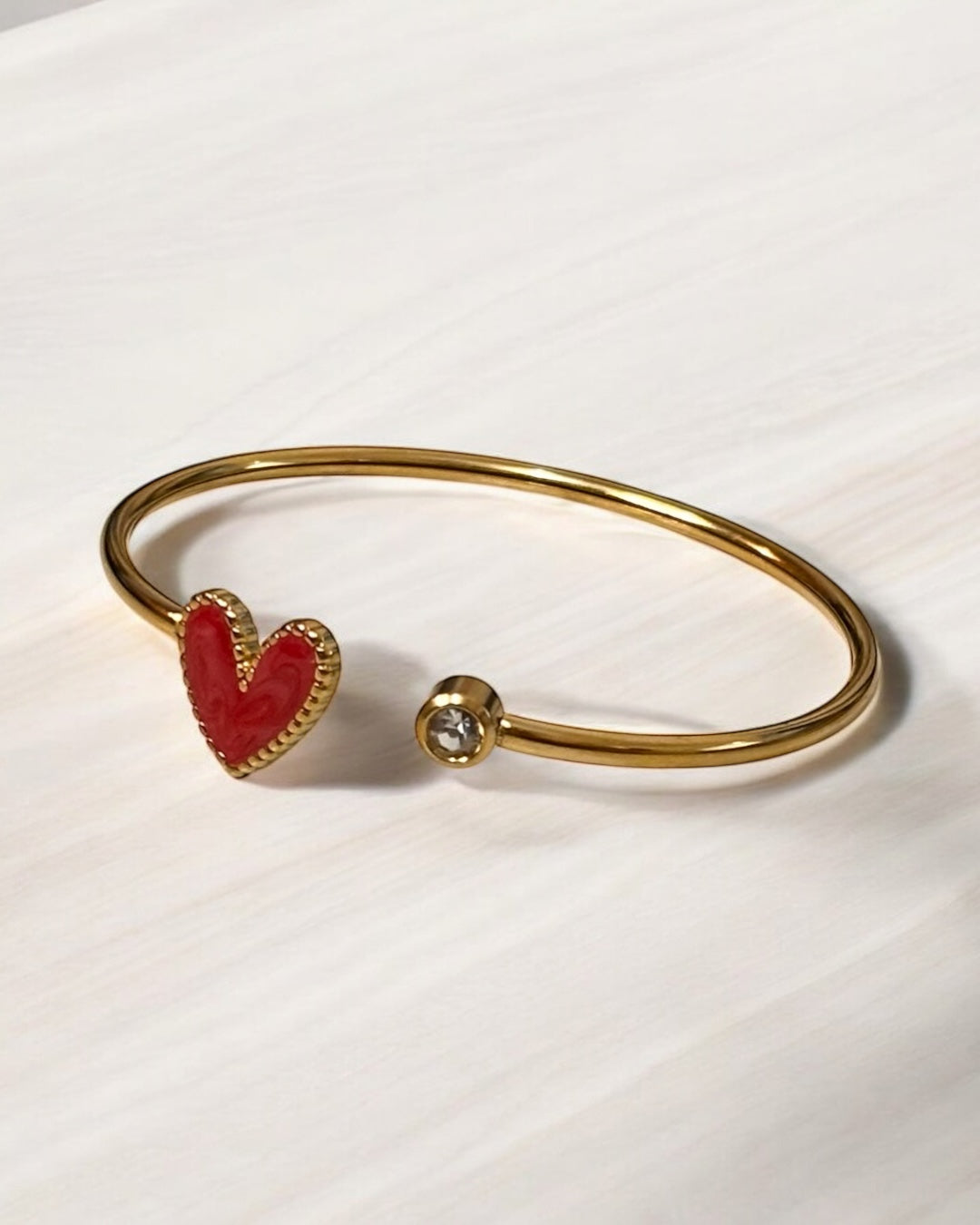Dark Pink Heart Cuff Bracelet